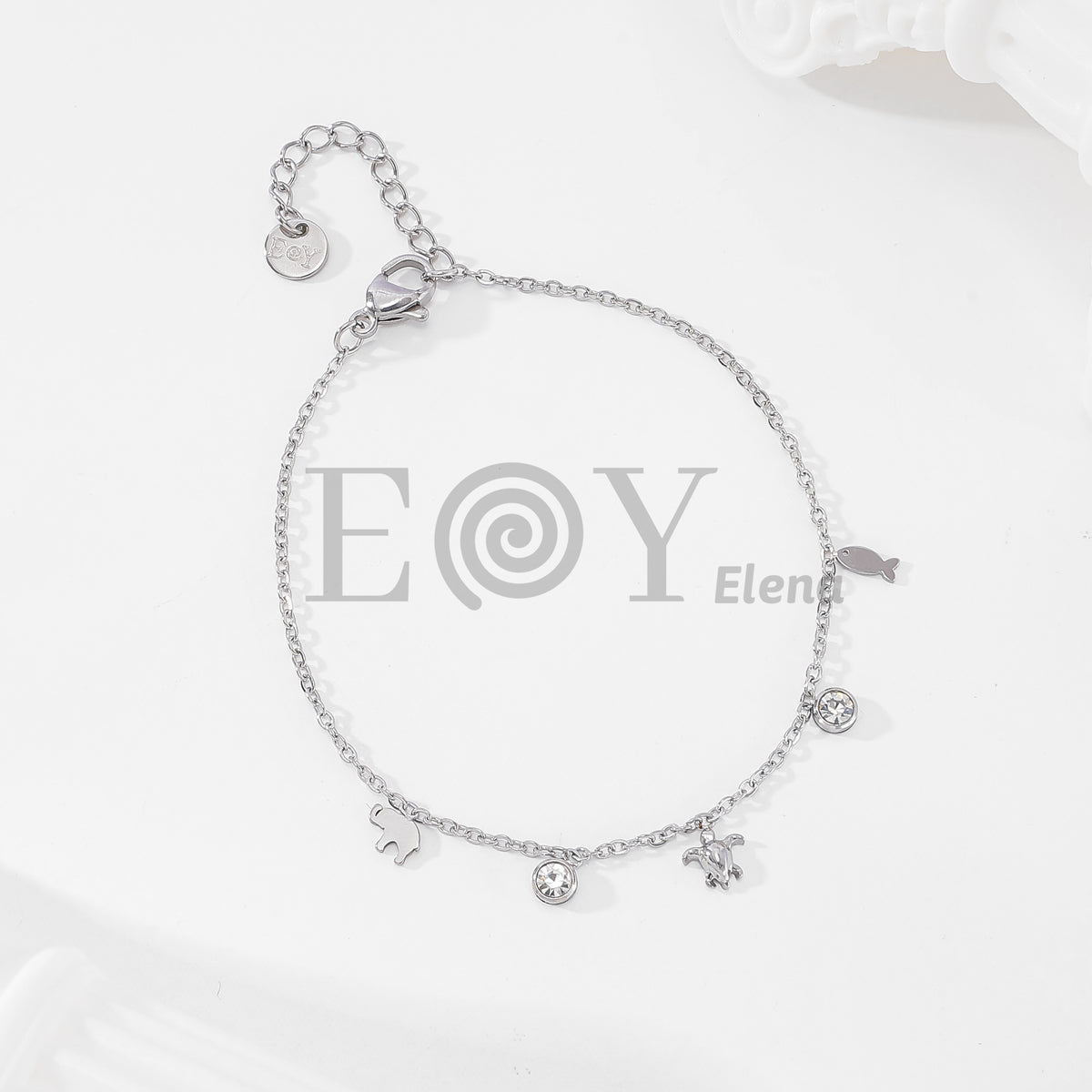 Pulsera con chapas animales y circonitas