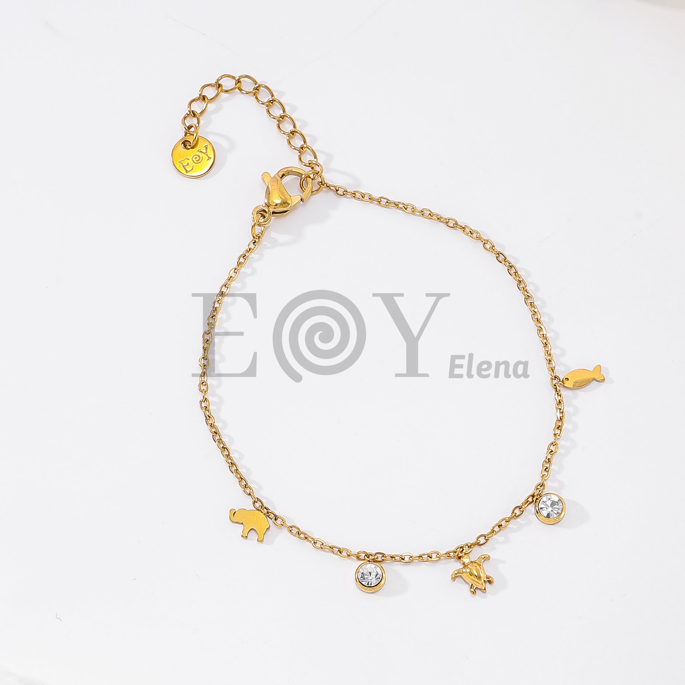 Pulsera con chapas animales y circonitas