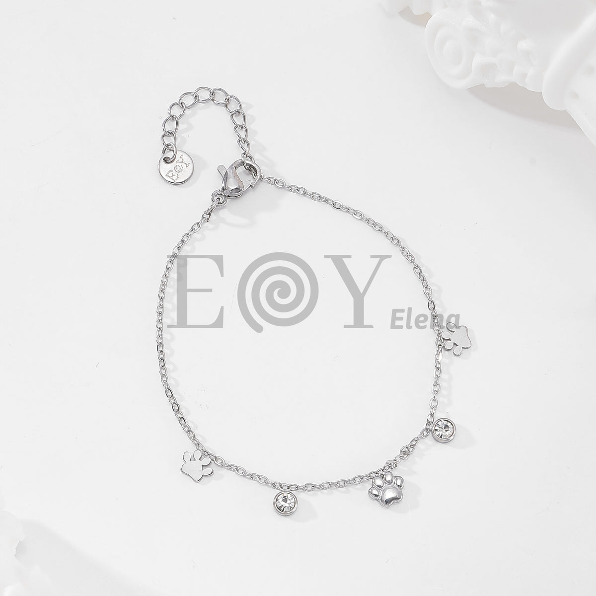 Pulsera huella perro y circonitas