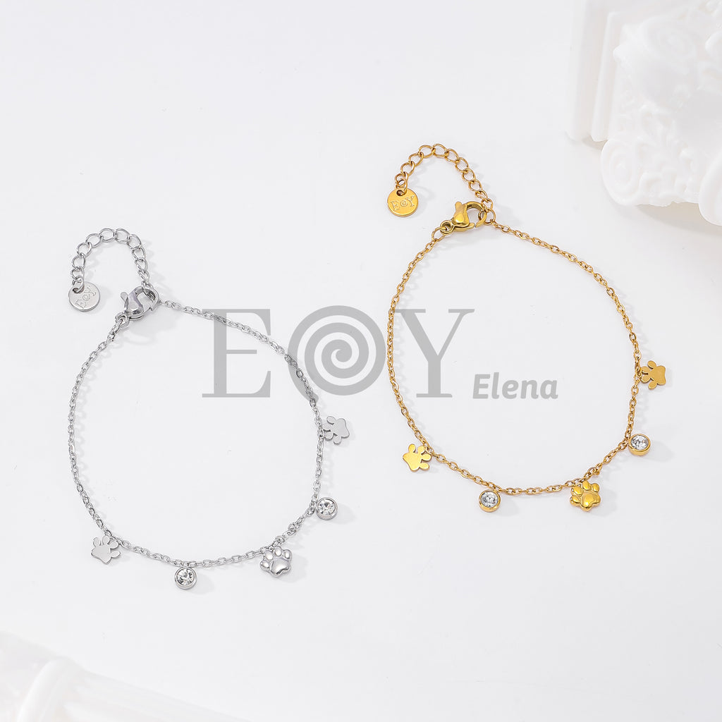 Pulsera huella perro y circonitas