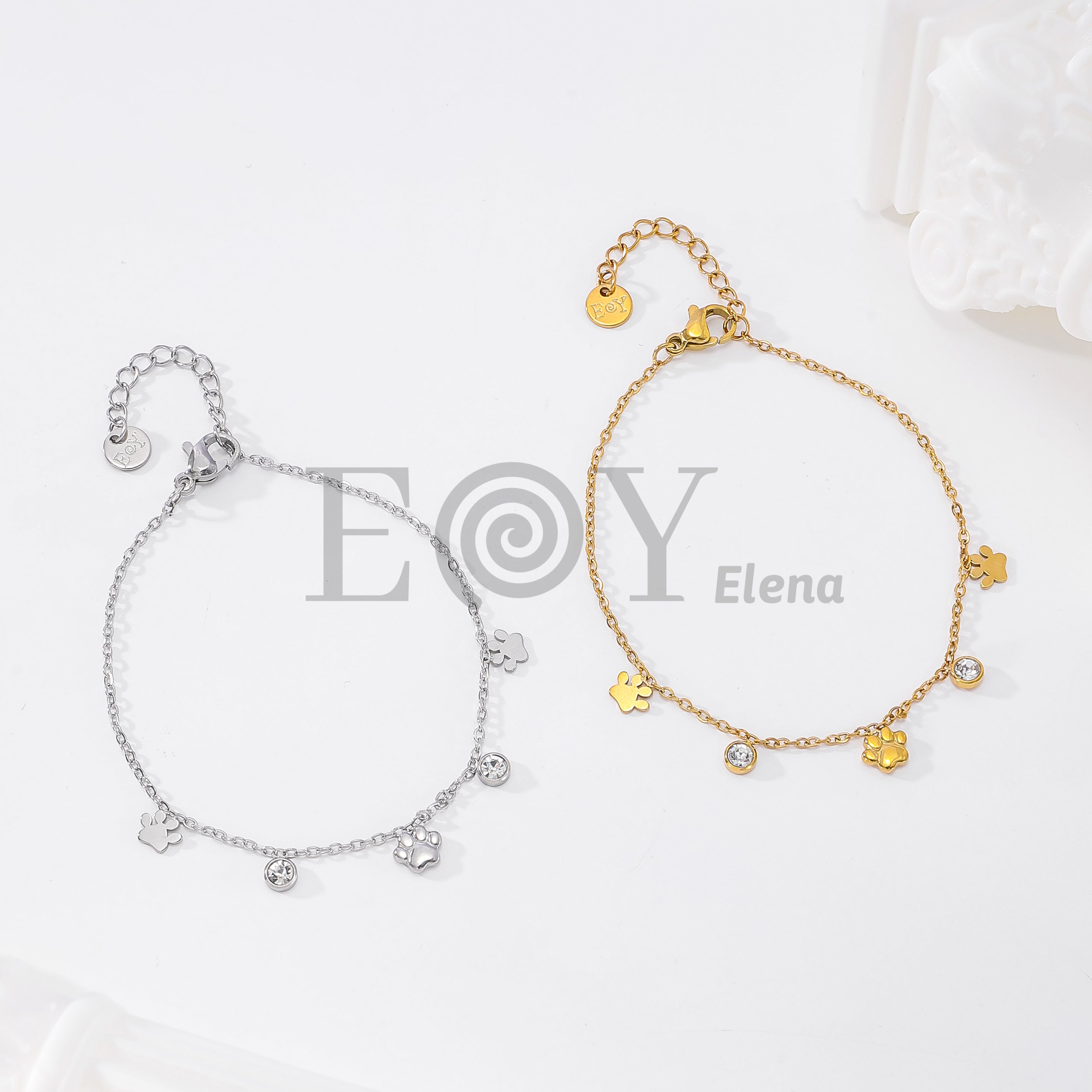 Pulsera huella perro y circonitas