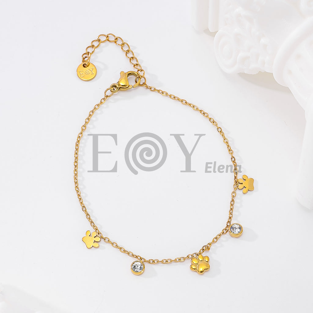 Pulsera huella perro y circonitas