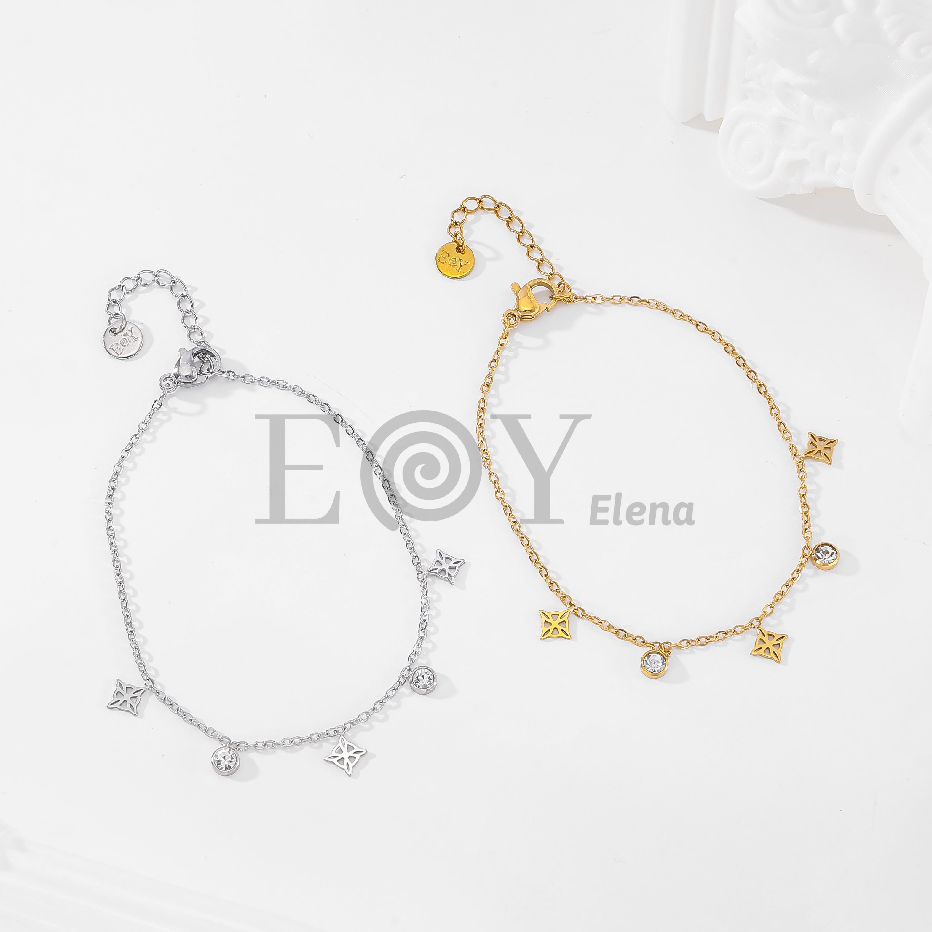 Pulsera nudo de bruja con circonitas