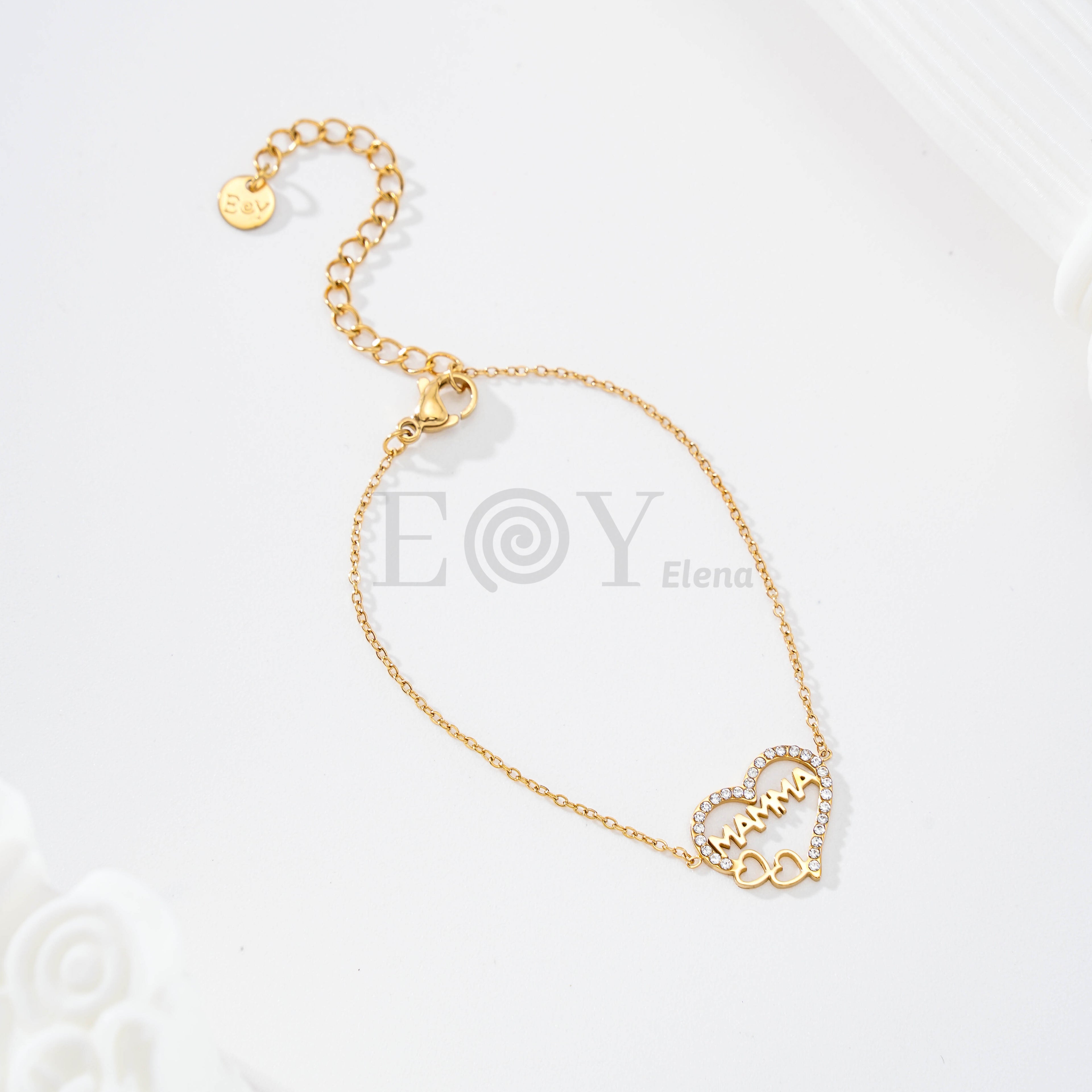Pulsera mamá con doble corazón