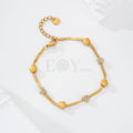 Pulsera cadena plana con chapa flor y circonitas acero