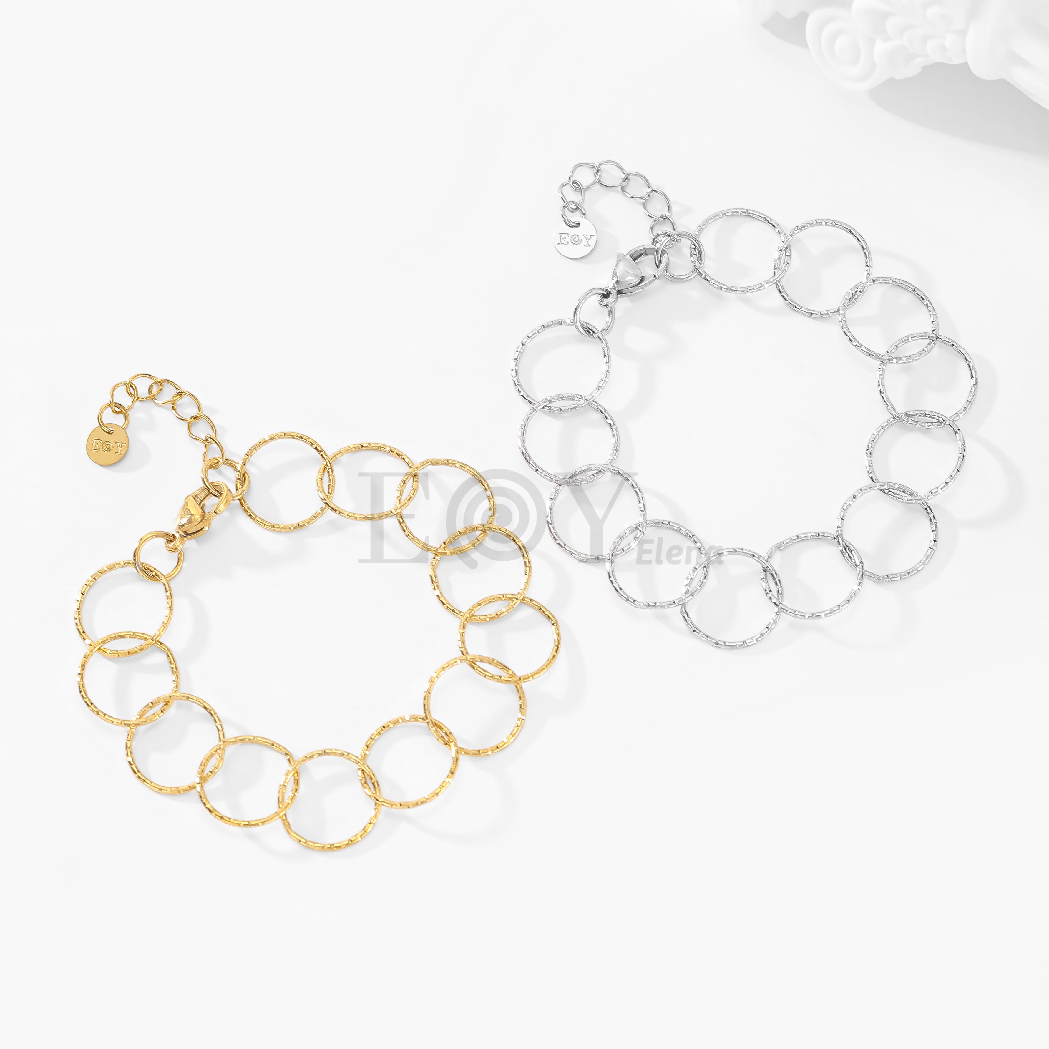 Pulseras aros cruzados