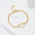 Pulsera cadena plana y corazón calado acero