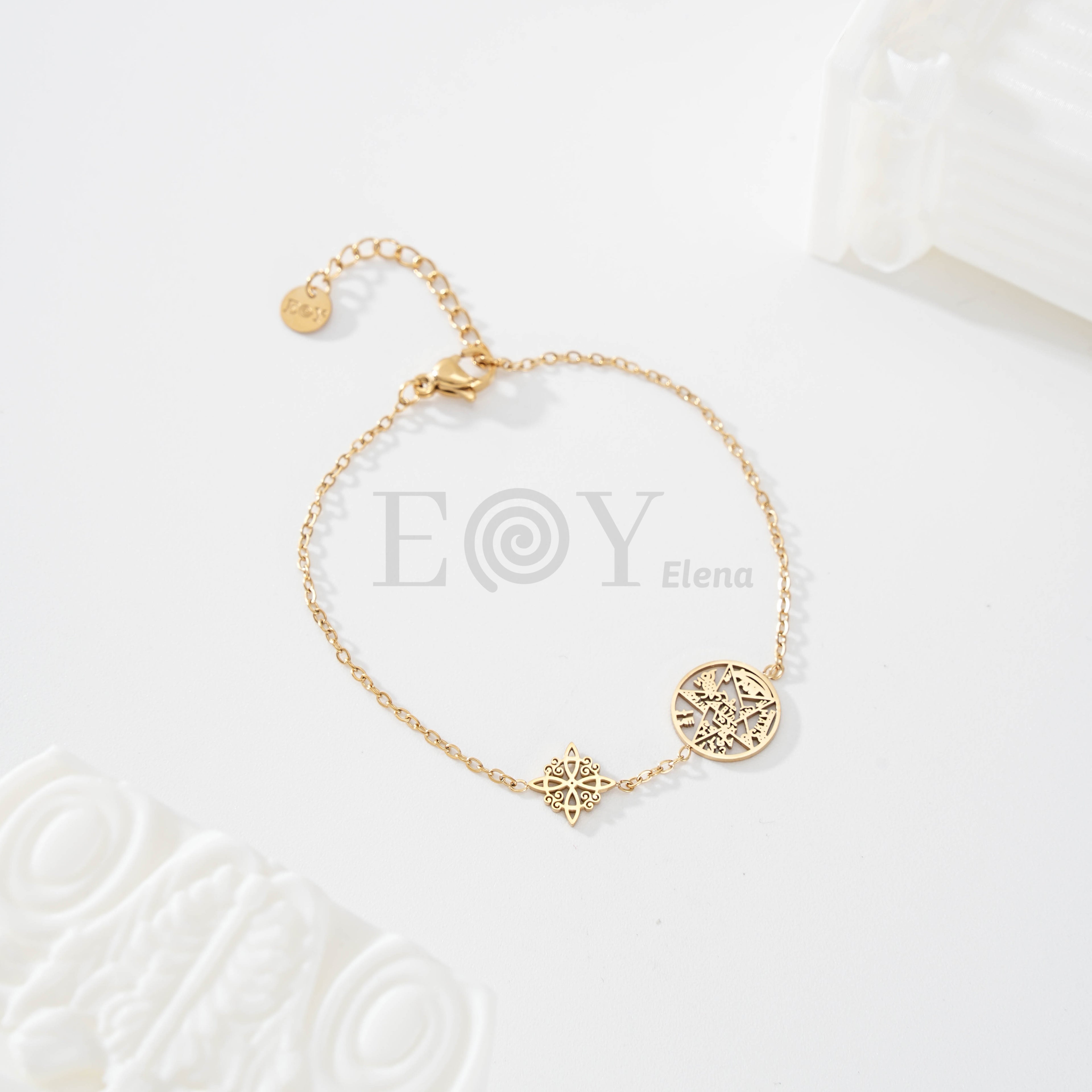Pulsera nudo de bruja y estrella de símbolos