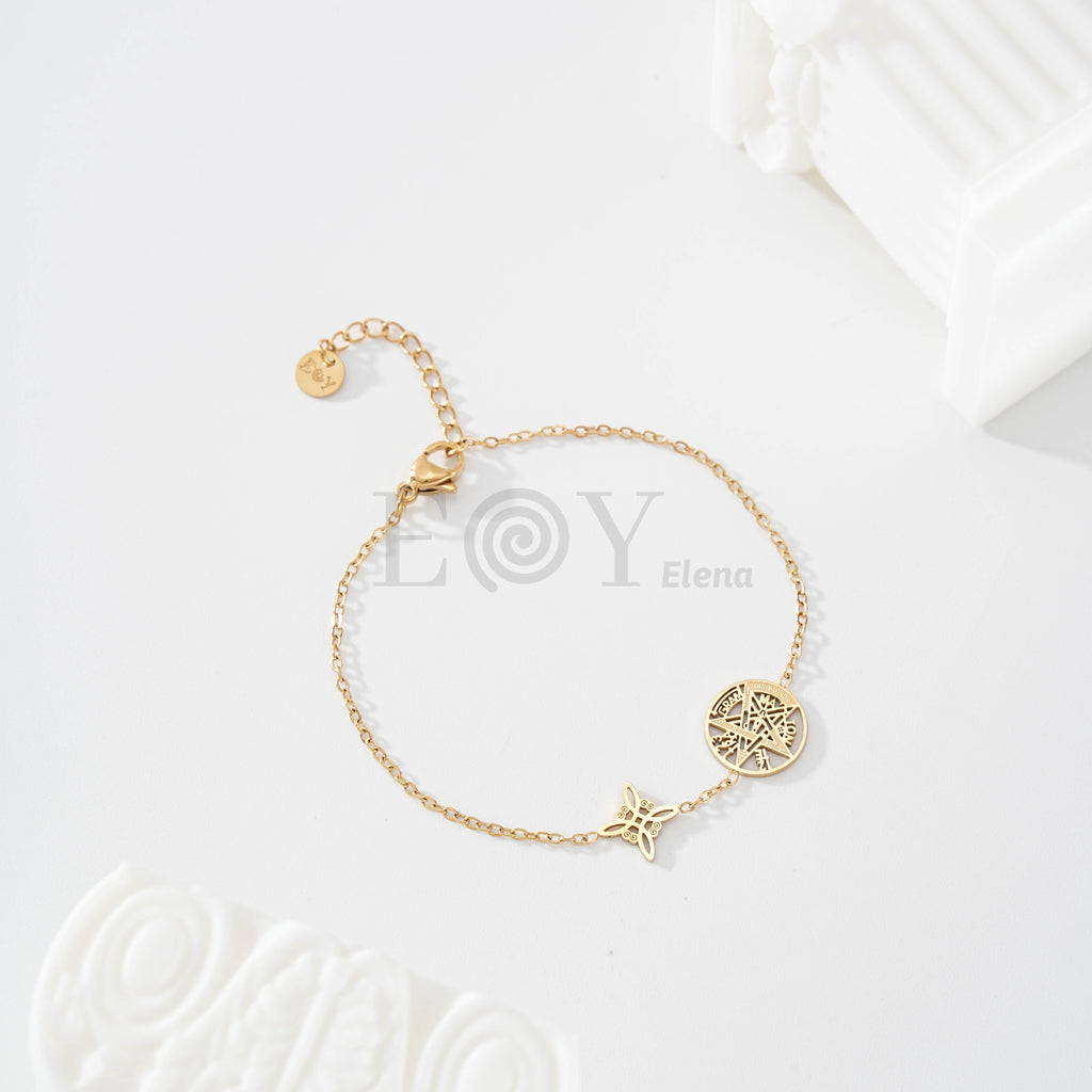Pulsera de nudo de bruja y estrella de símbolos