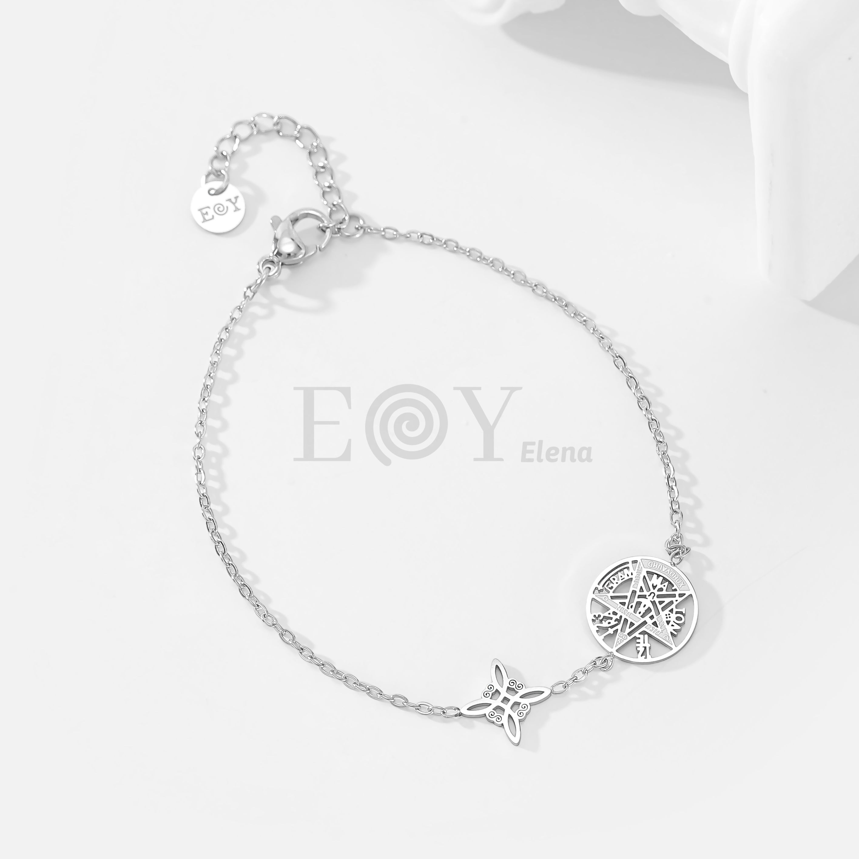 Pulsera de nudo de bruja y estrella de símbolos