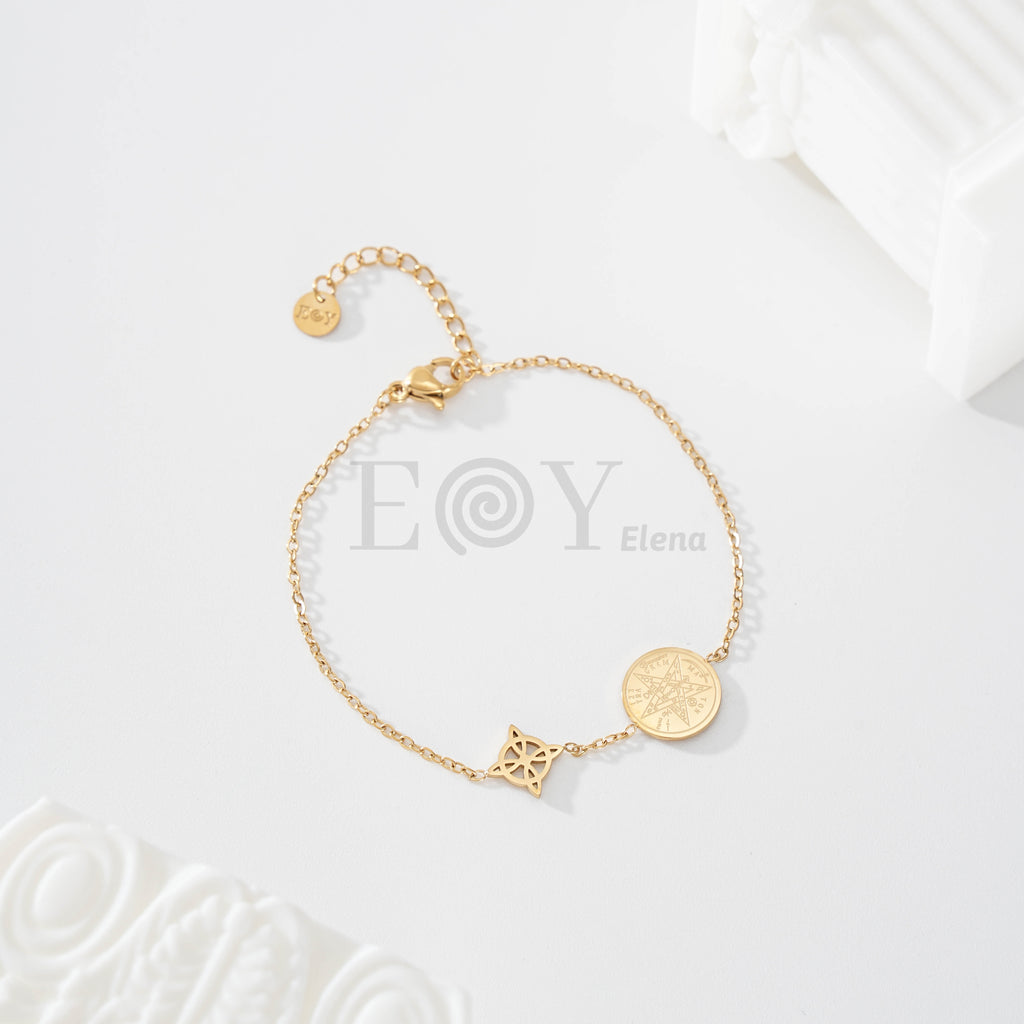 Pulsera nudo de bruja y estrella de símbolos