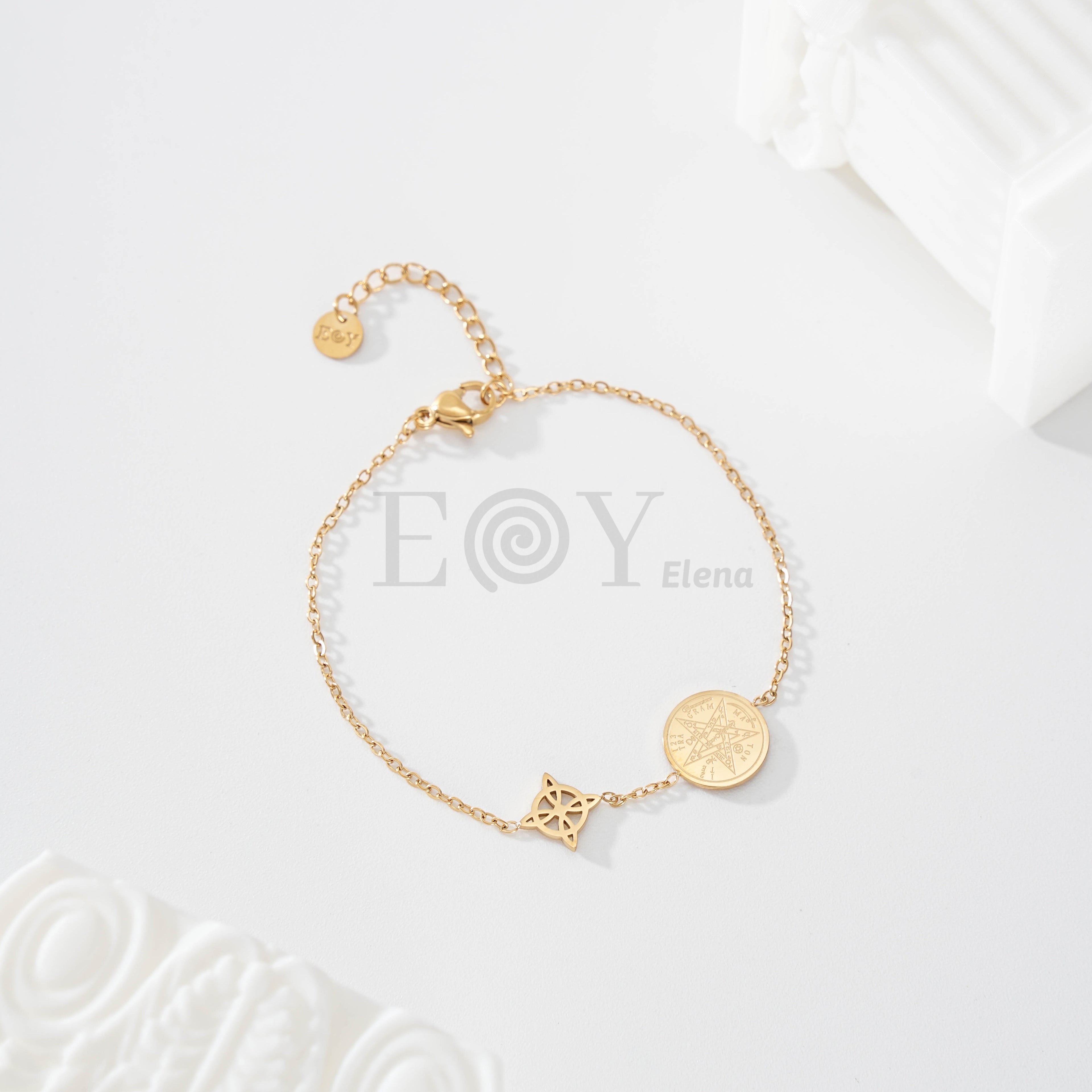 Pulsera nudo de bruja y estrella de símbolos
