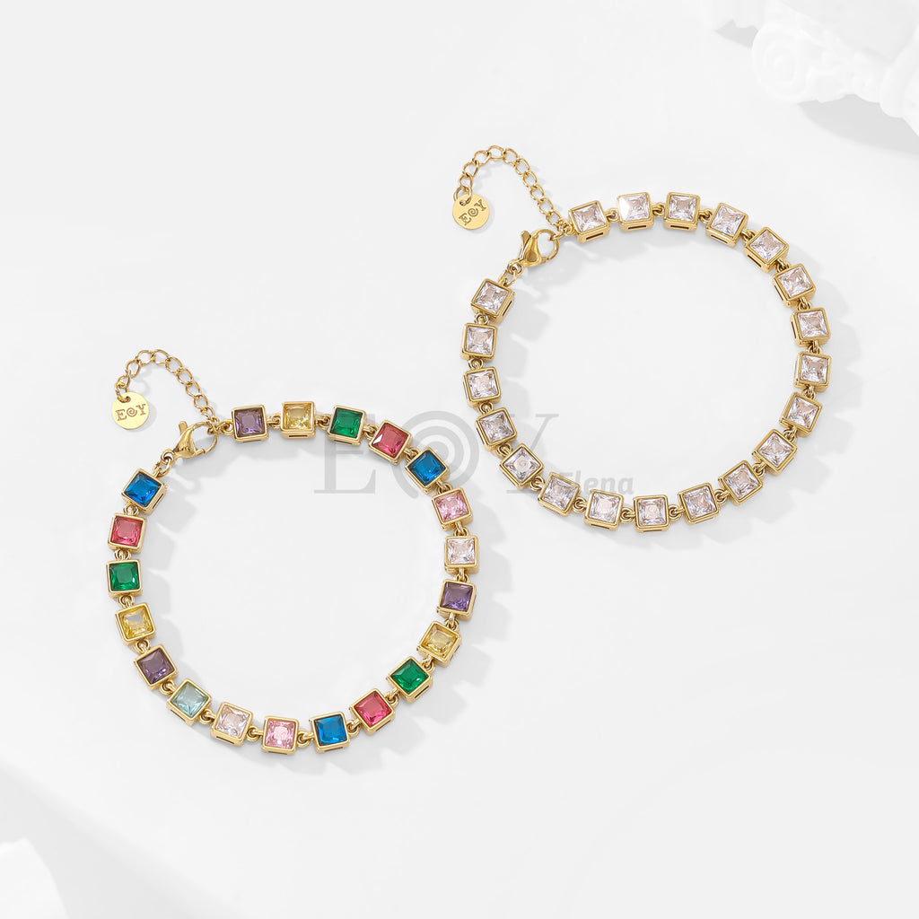 Pulsera de circonitas cuadradas