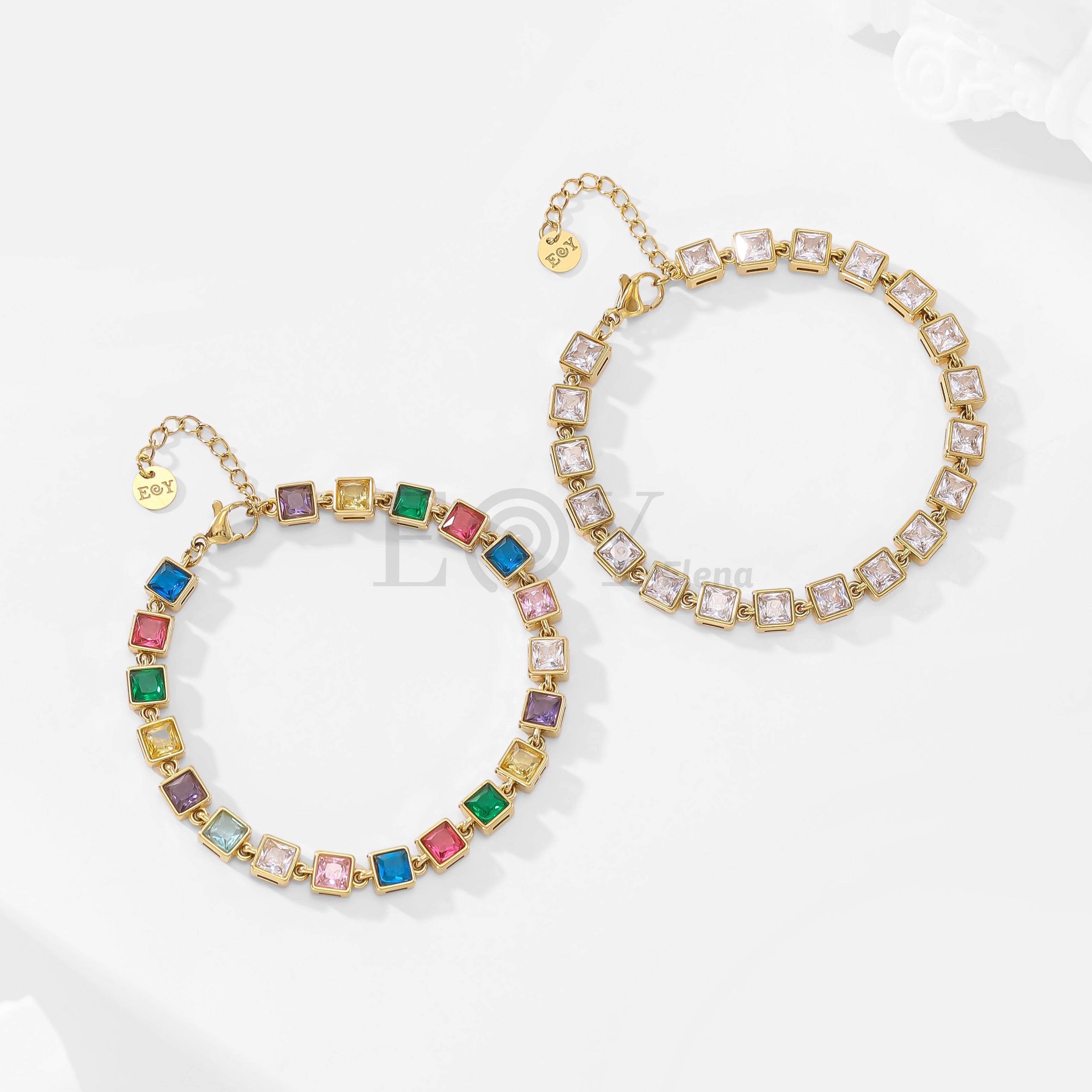 Pulsera de circonitas cuadradas