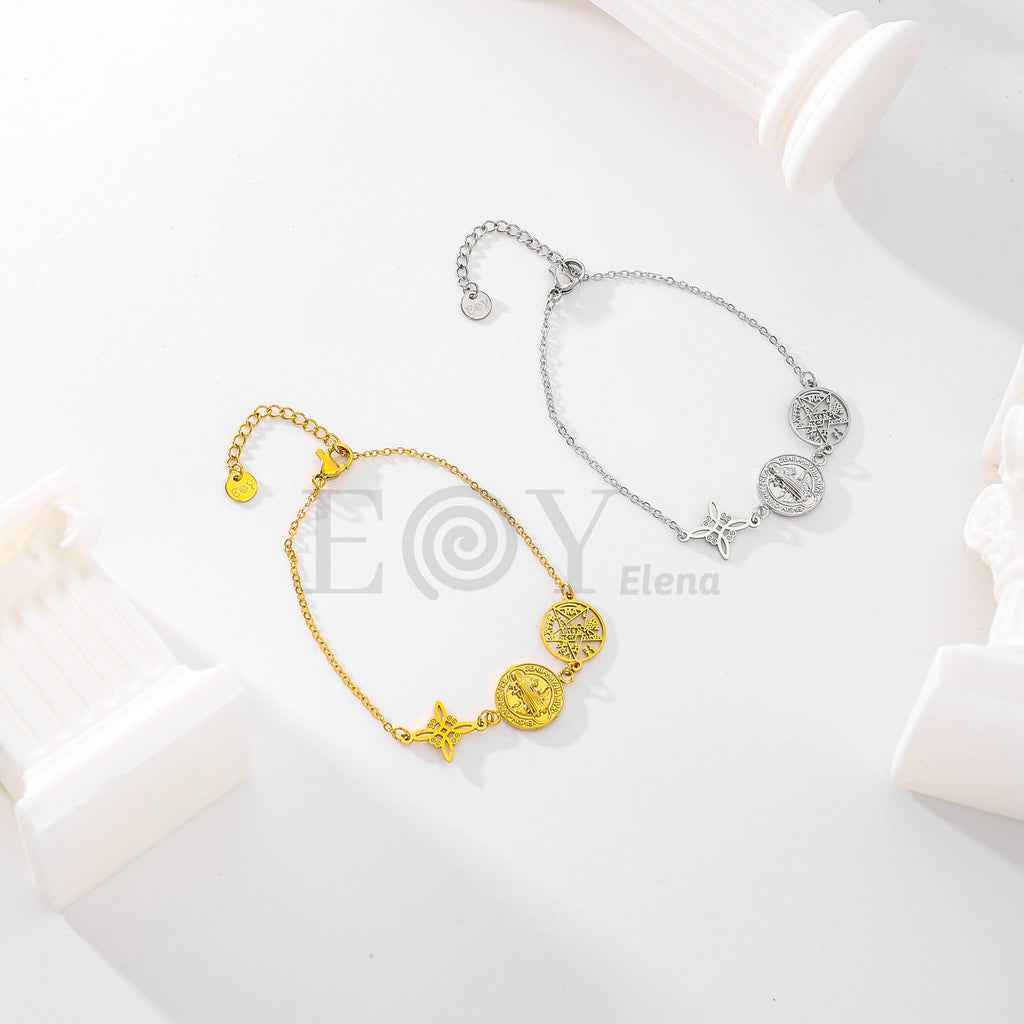 Pulsera Virgen de Covadonga con nudo de bruja