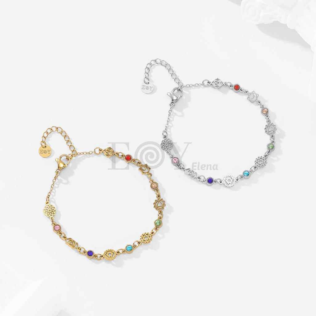 Pulsera de símbolos y circonitas colores