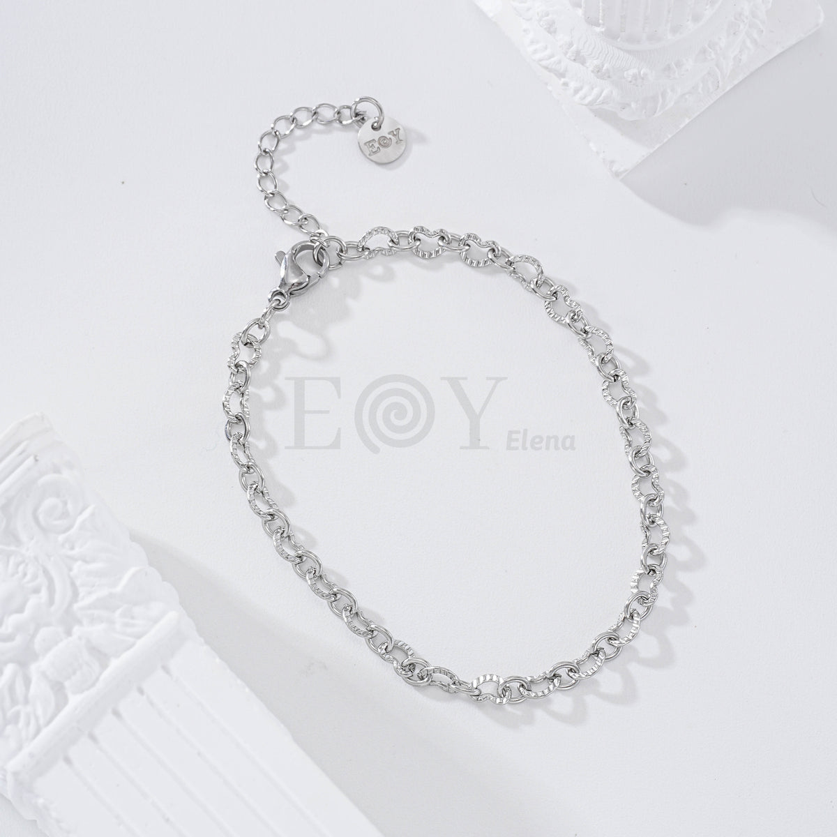 Pulsera eslabones corazones acero