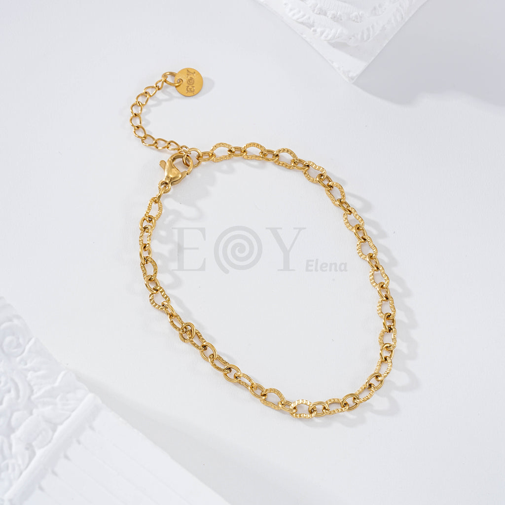 Pulsera eslabones corazones acero