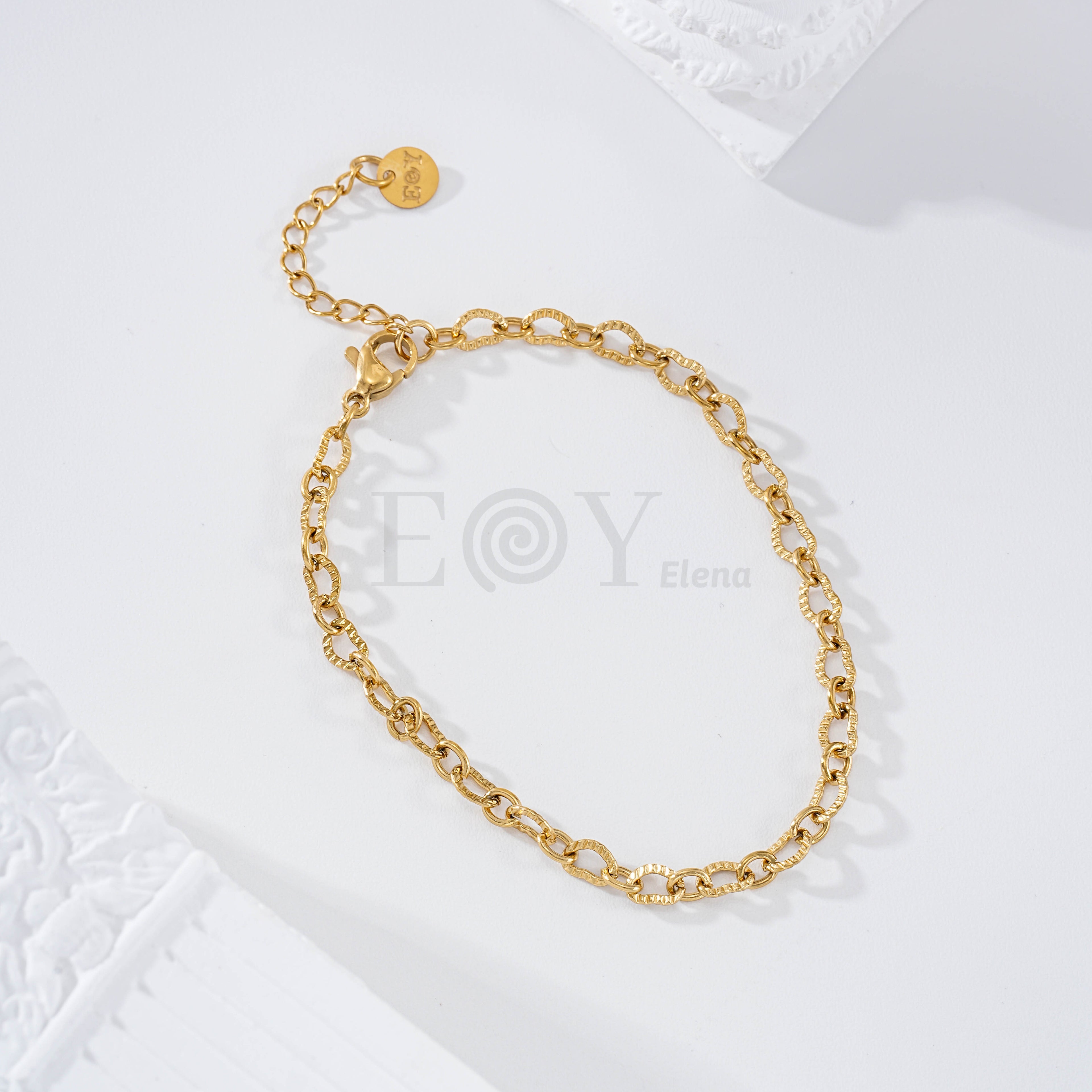 Pulsera eslabones corazones acero