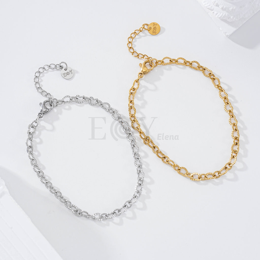 Pulsera eslabones corazones acero