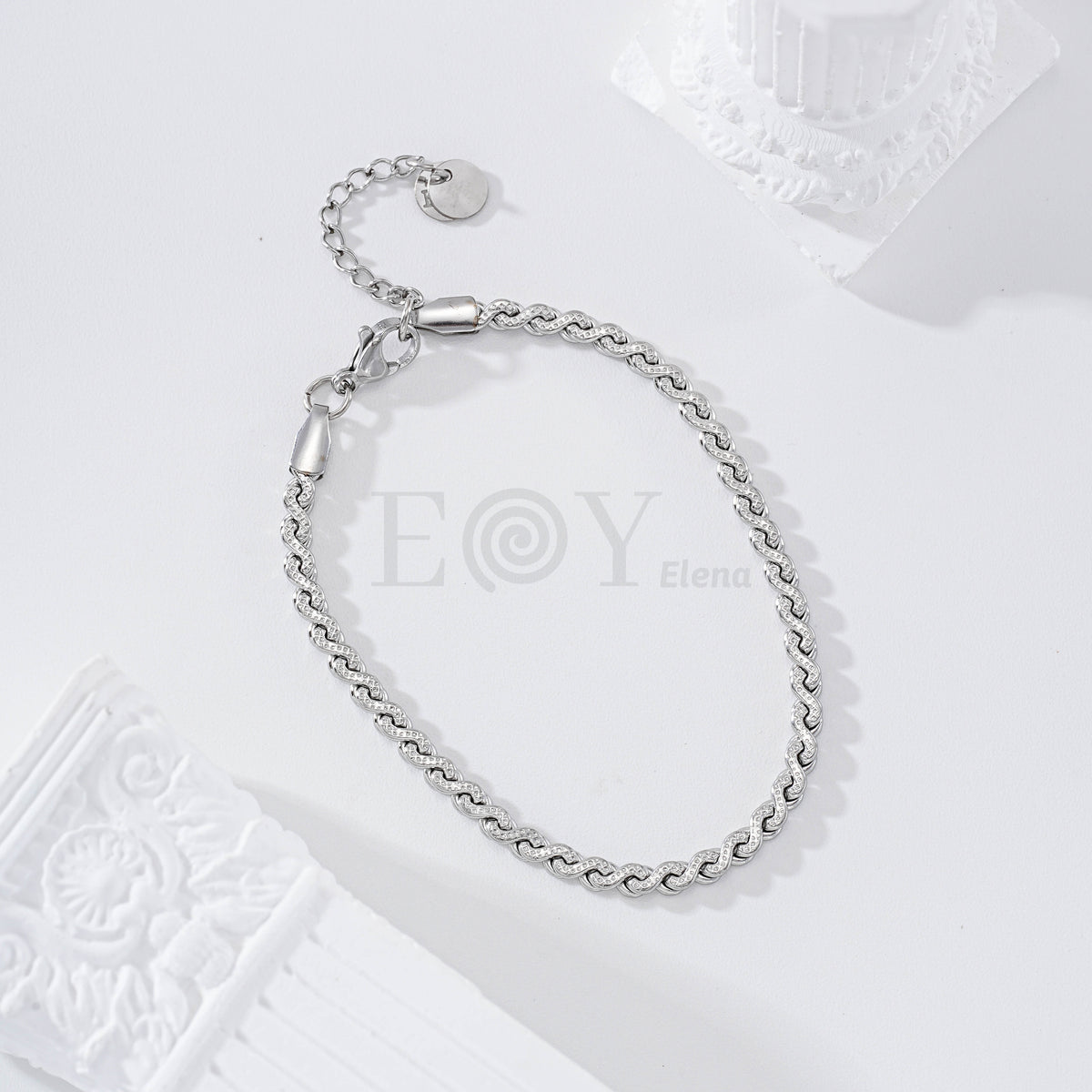 Pulsera cadena cruzada acero