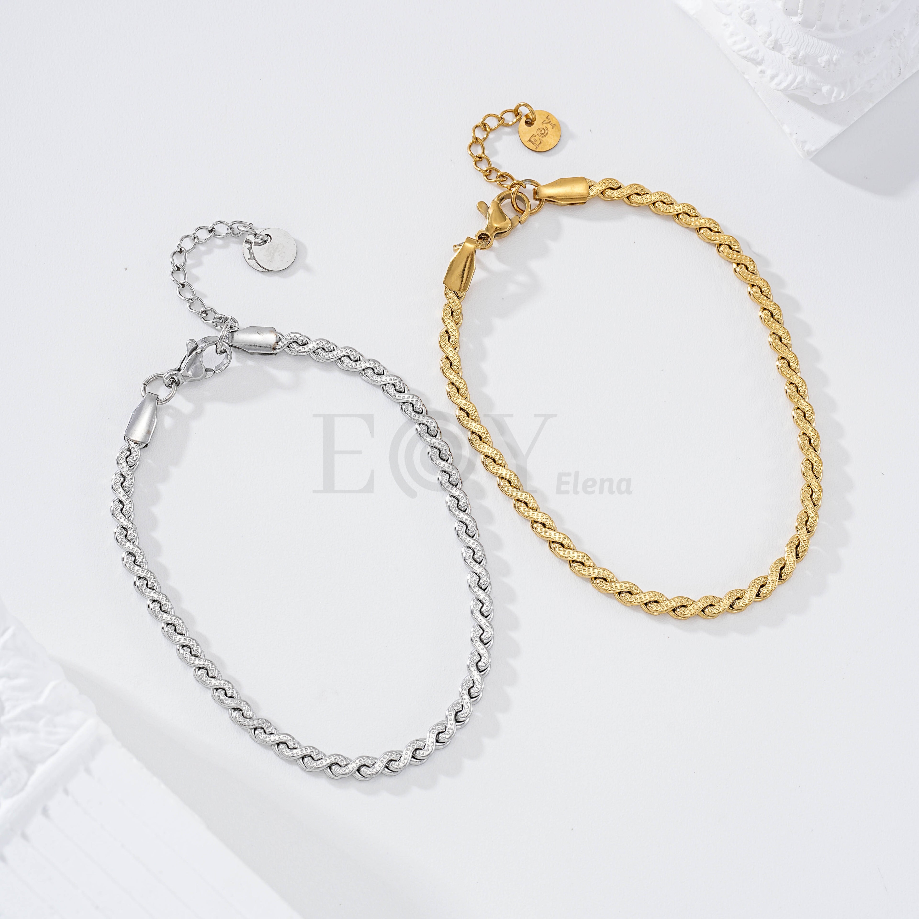 Pulsera cadena cruzada acero