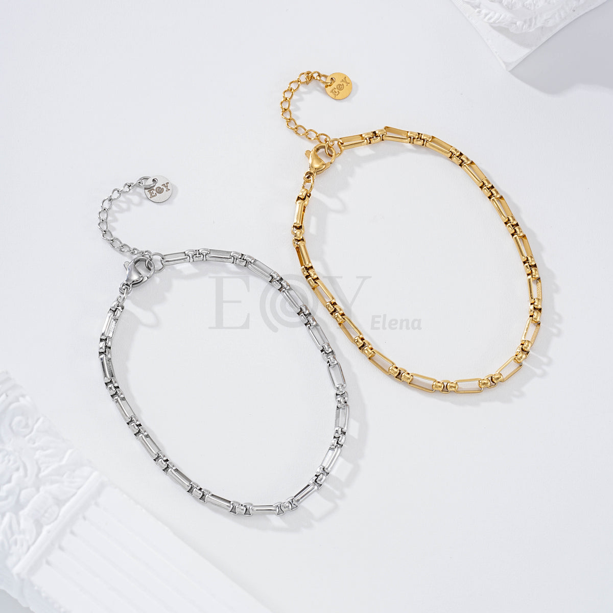 Pulsera eslabones cuadrados acero
