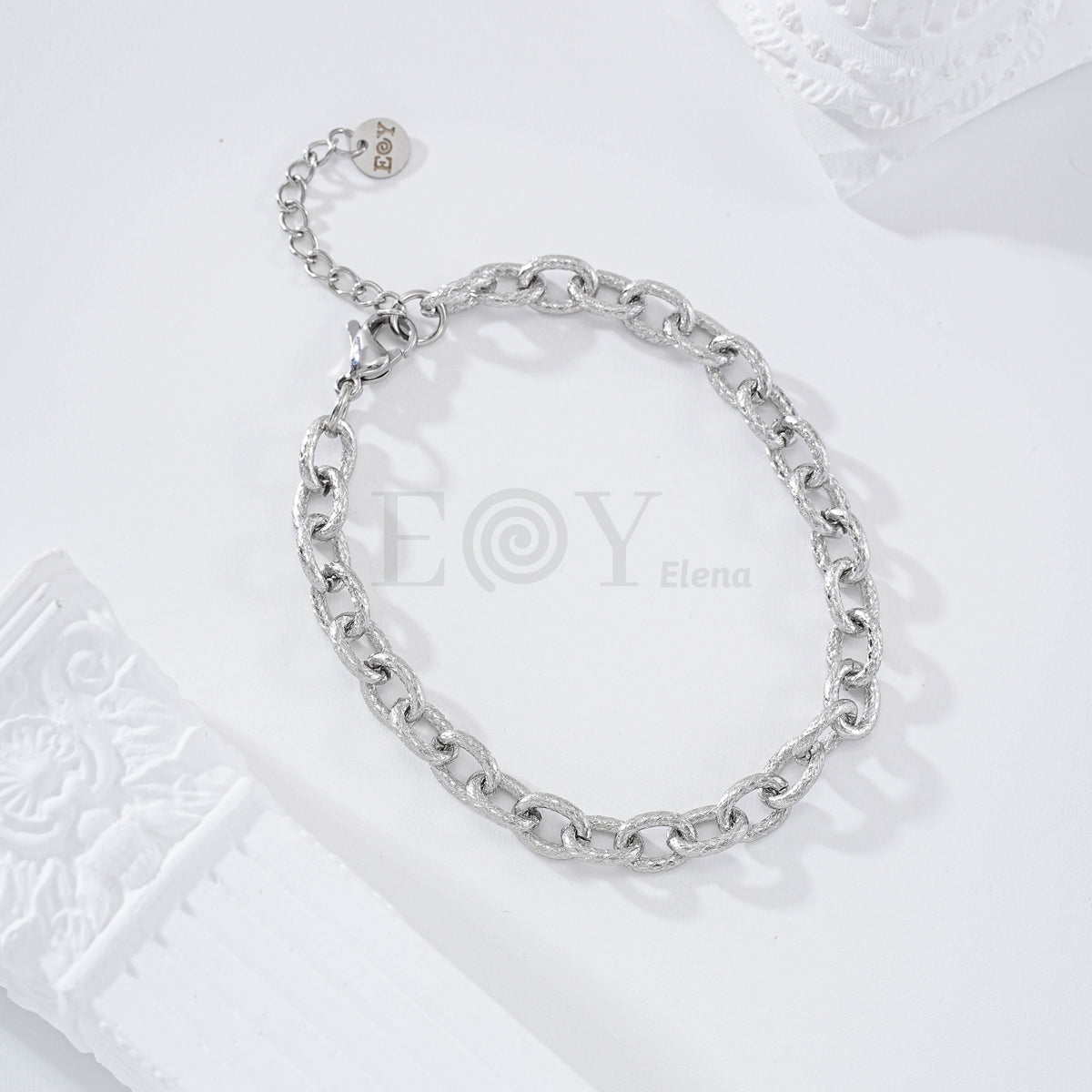 Pulsera eslabones brillantes acero