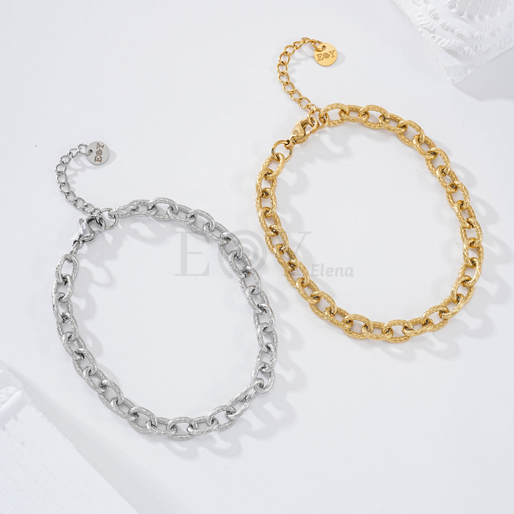 Pulsera eslabones brillantes acero