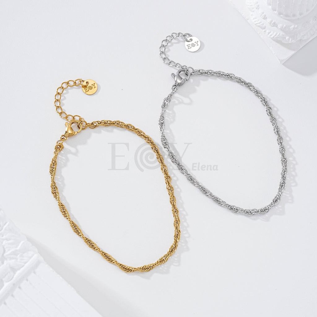Pulsera tiras finas cruzadas acero