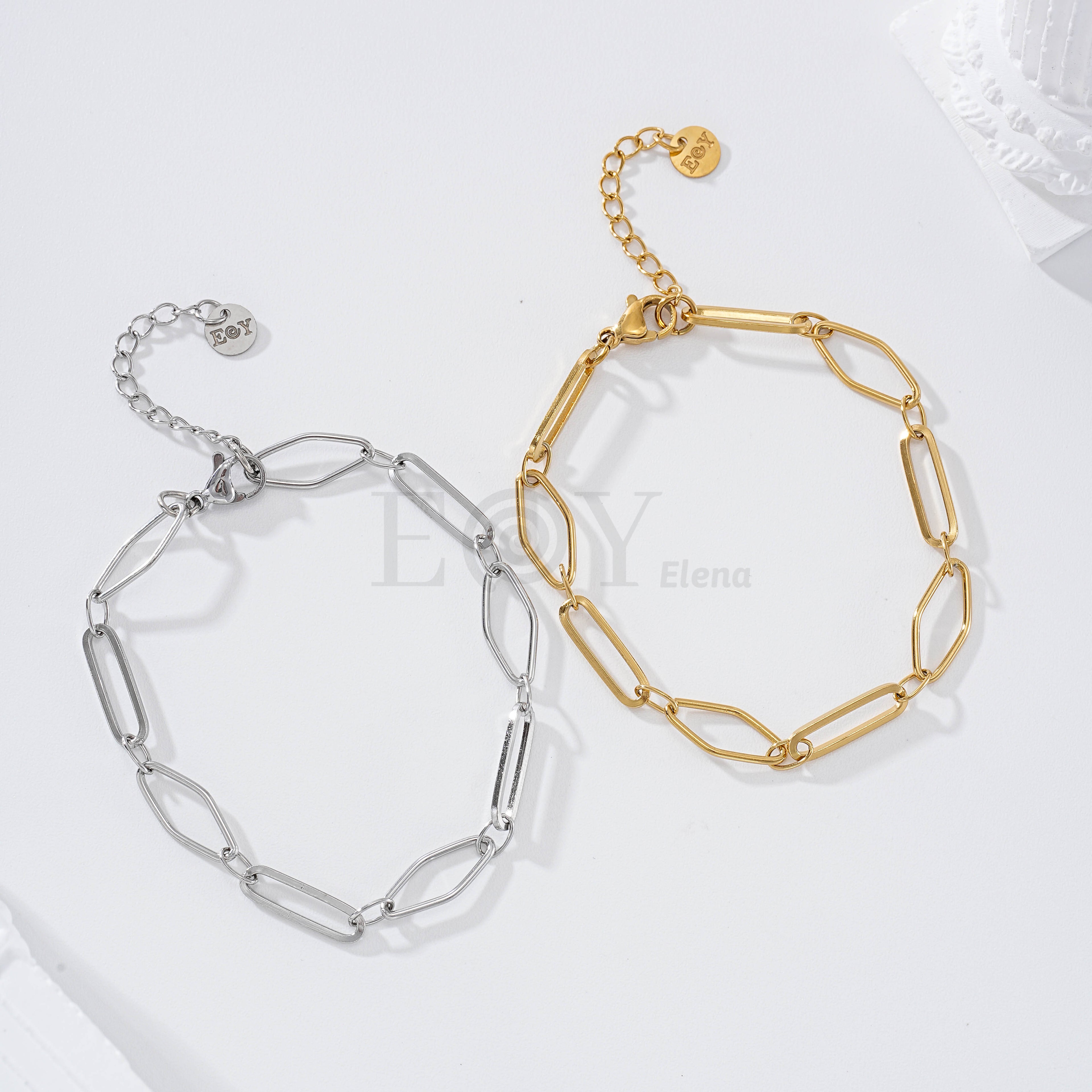 Pulsera aros alargados acero