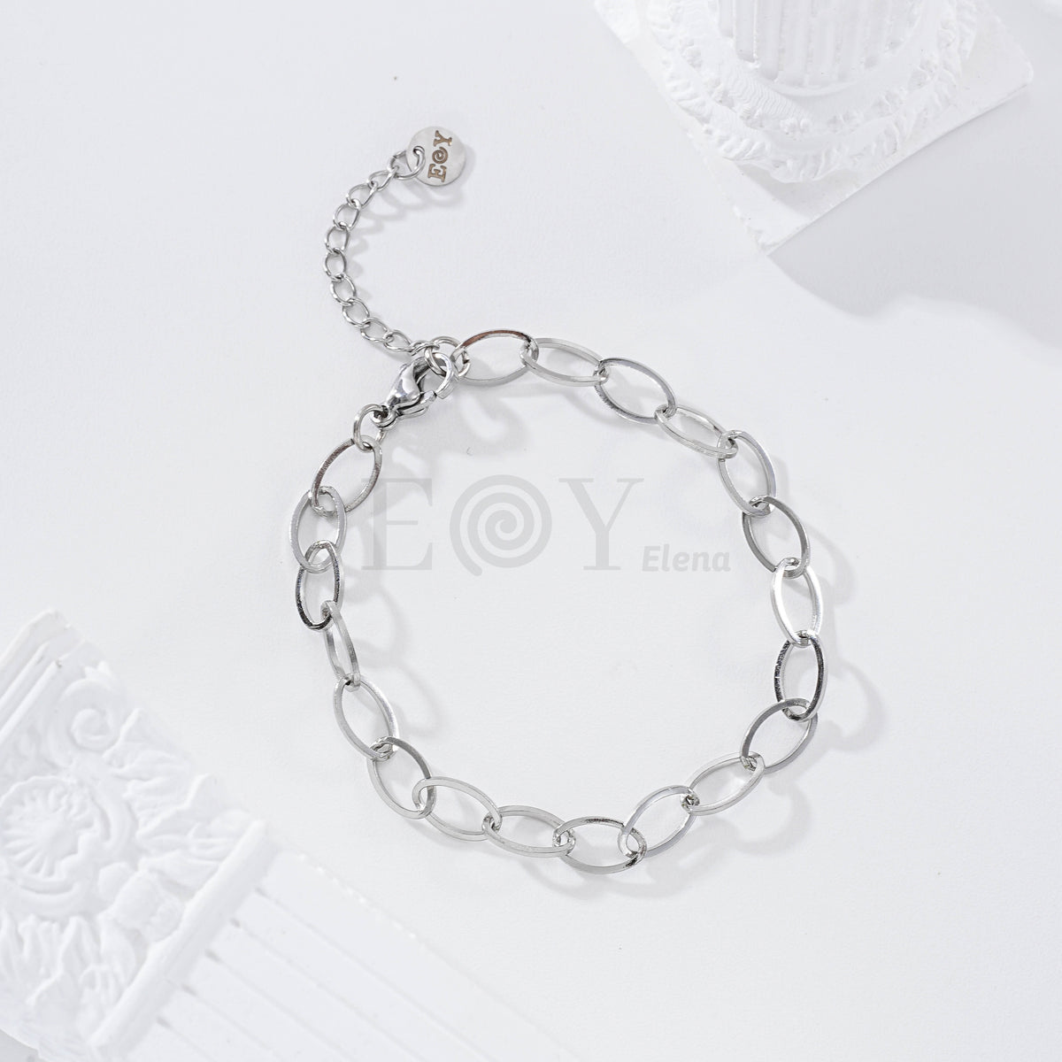 Pulsera aros ovalados acero