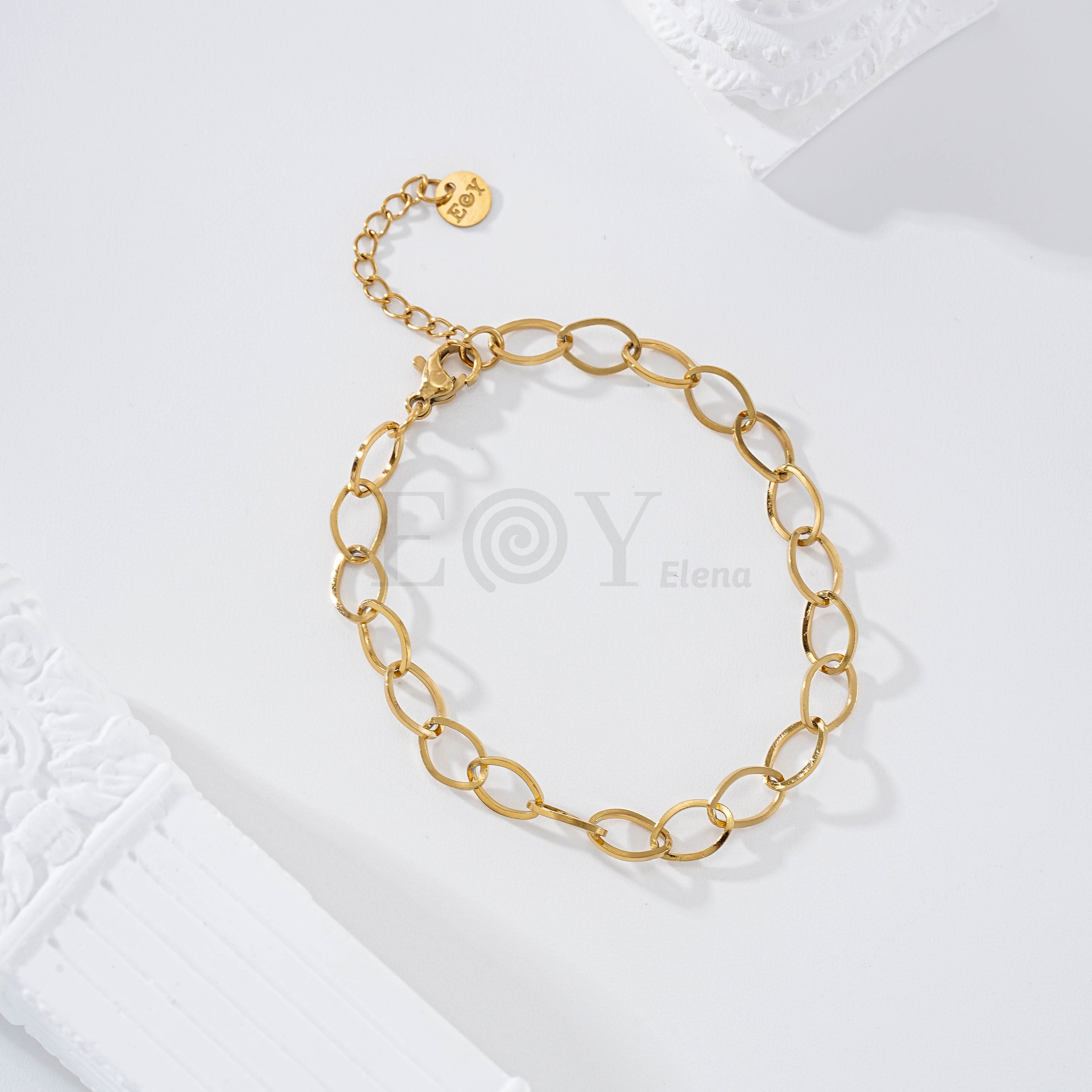 Pulsera aros ovalados acero