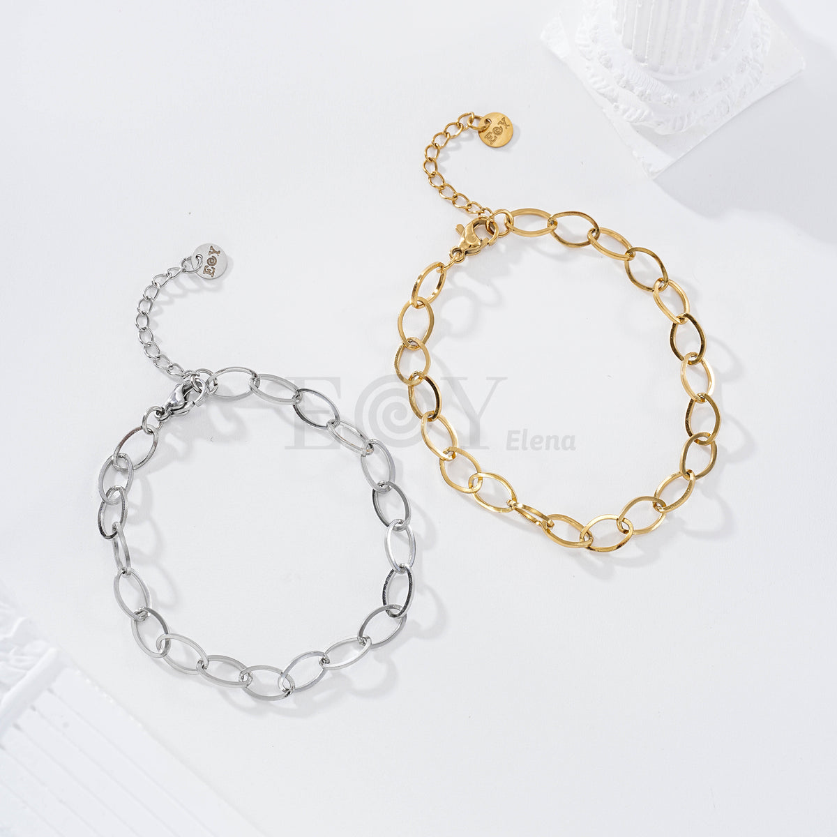 Pulsera aros ovalados acero