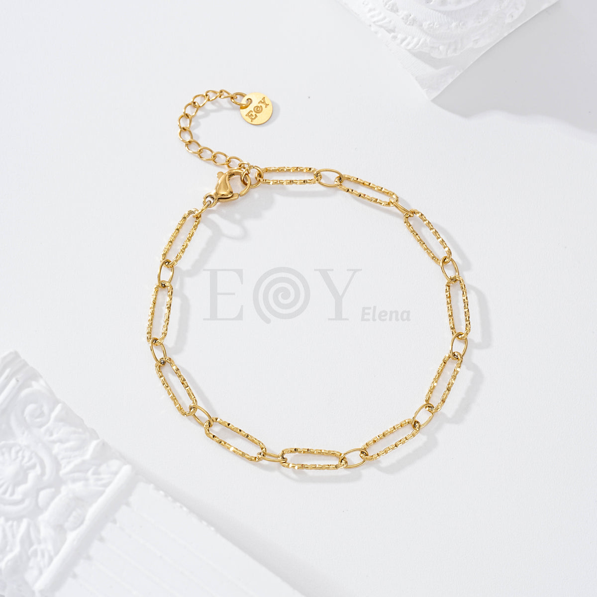 Pulsera eslabones con textura acero