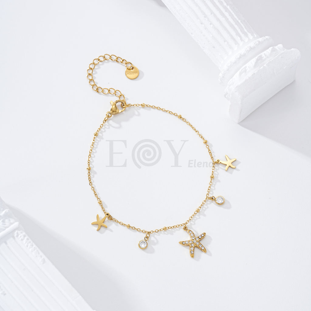 Pulsera estrella de mar y circonitas acero