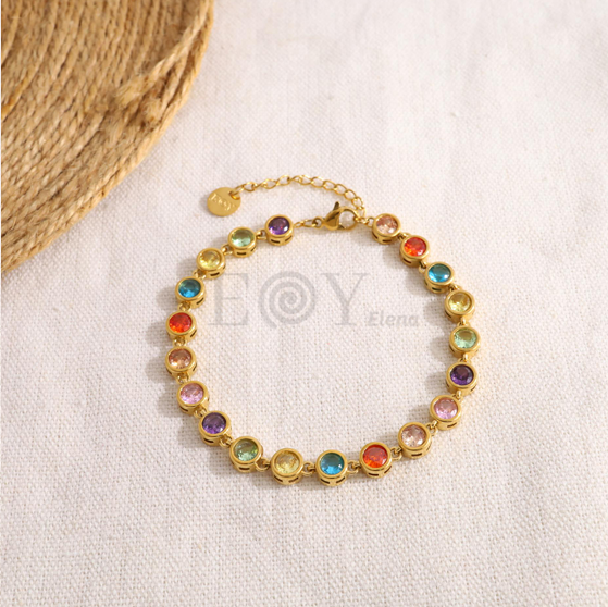Pulsera con circonitas redondas