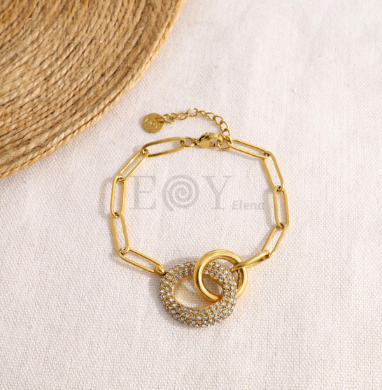 Pulsera forma entrelazada circonitas