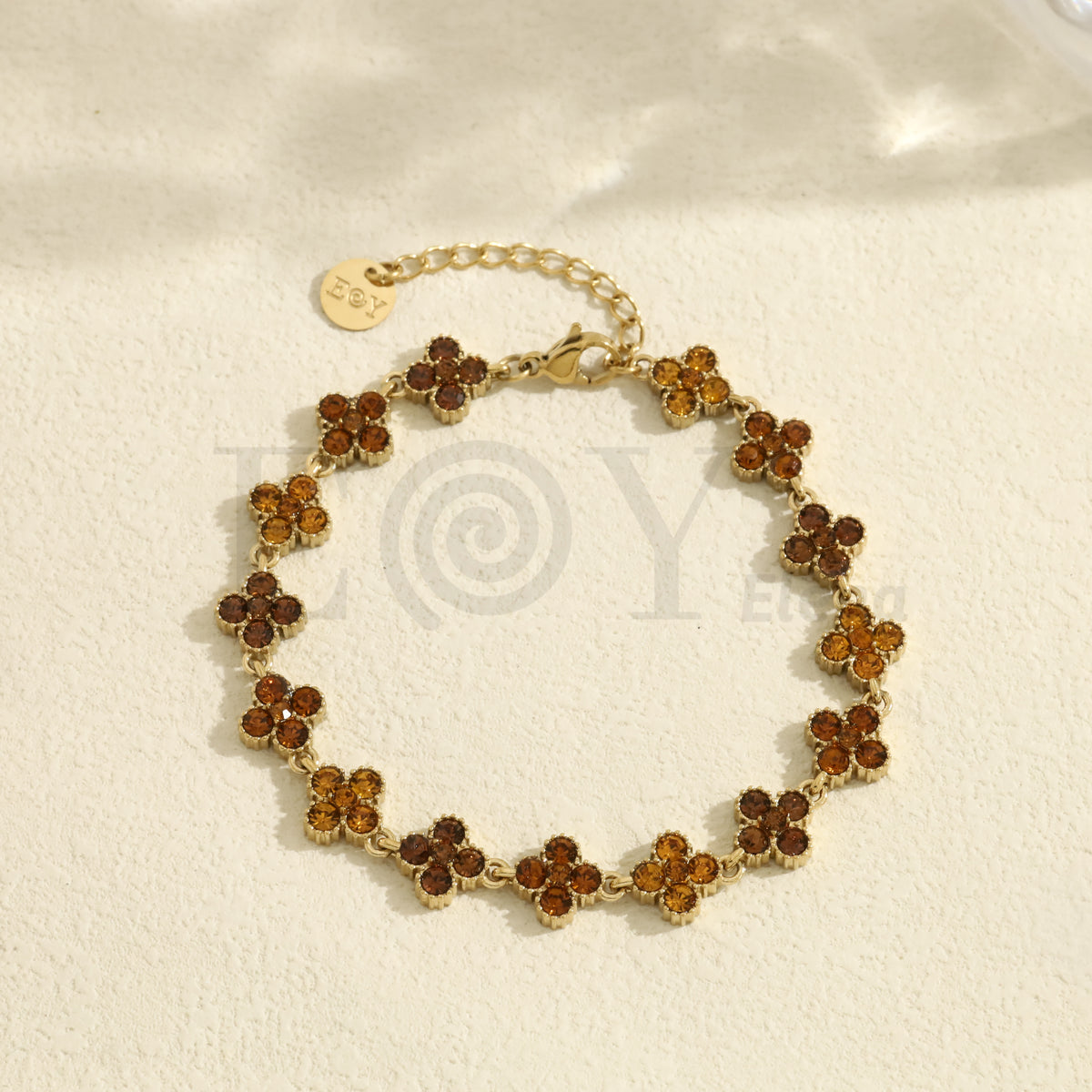 Pulsera trébol color acero
