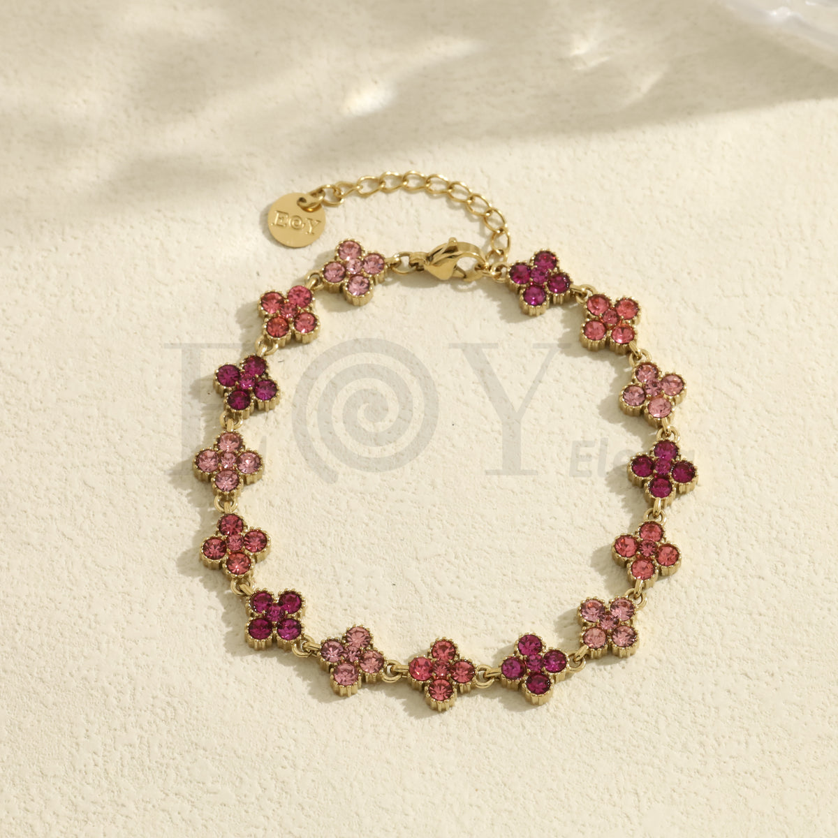 Pulsera trébol color acero