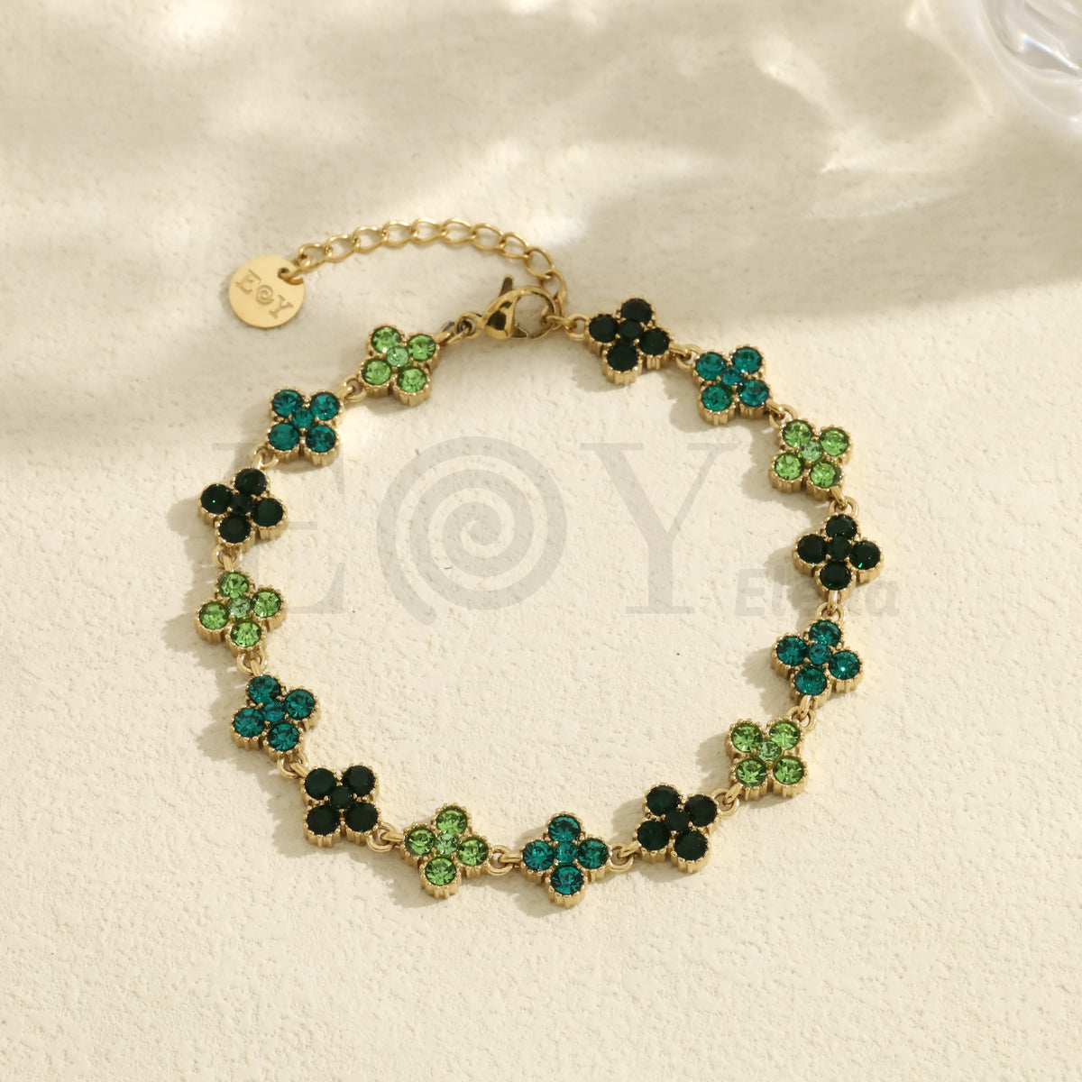 Pulsera trébol color acero