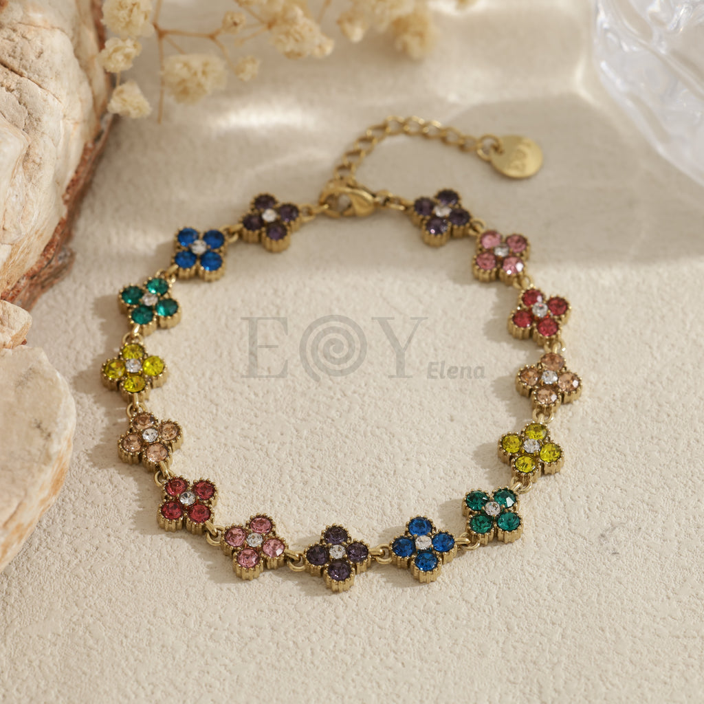 Pulsera trébol color acero