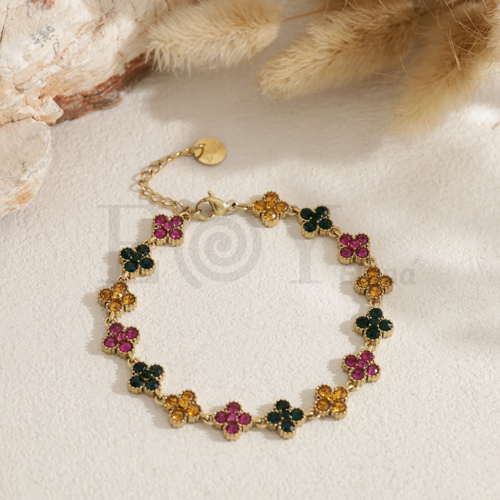 Pulsera trébol color acero