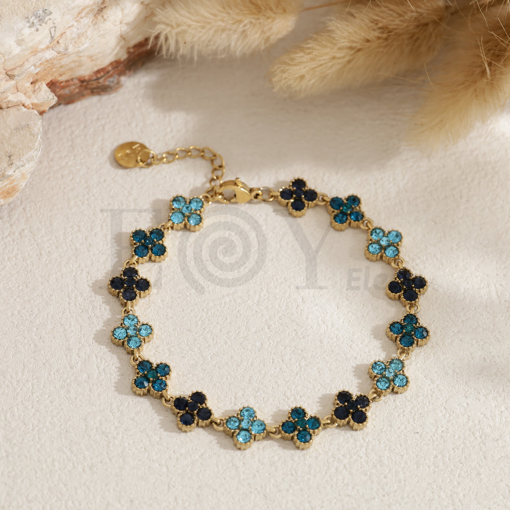 Pulsera trébol color acero