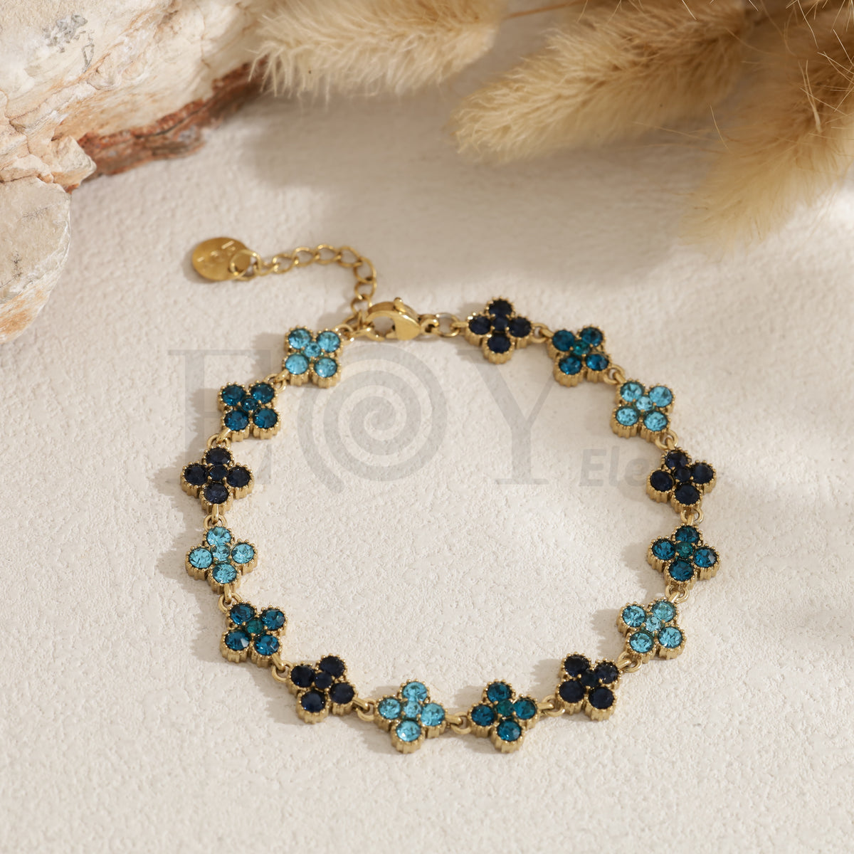 Pulsera trébol color acero