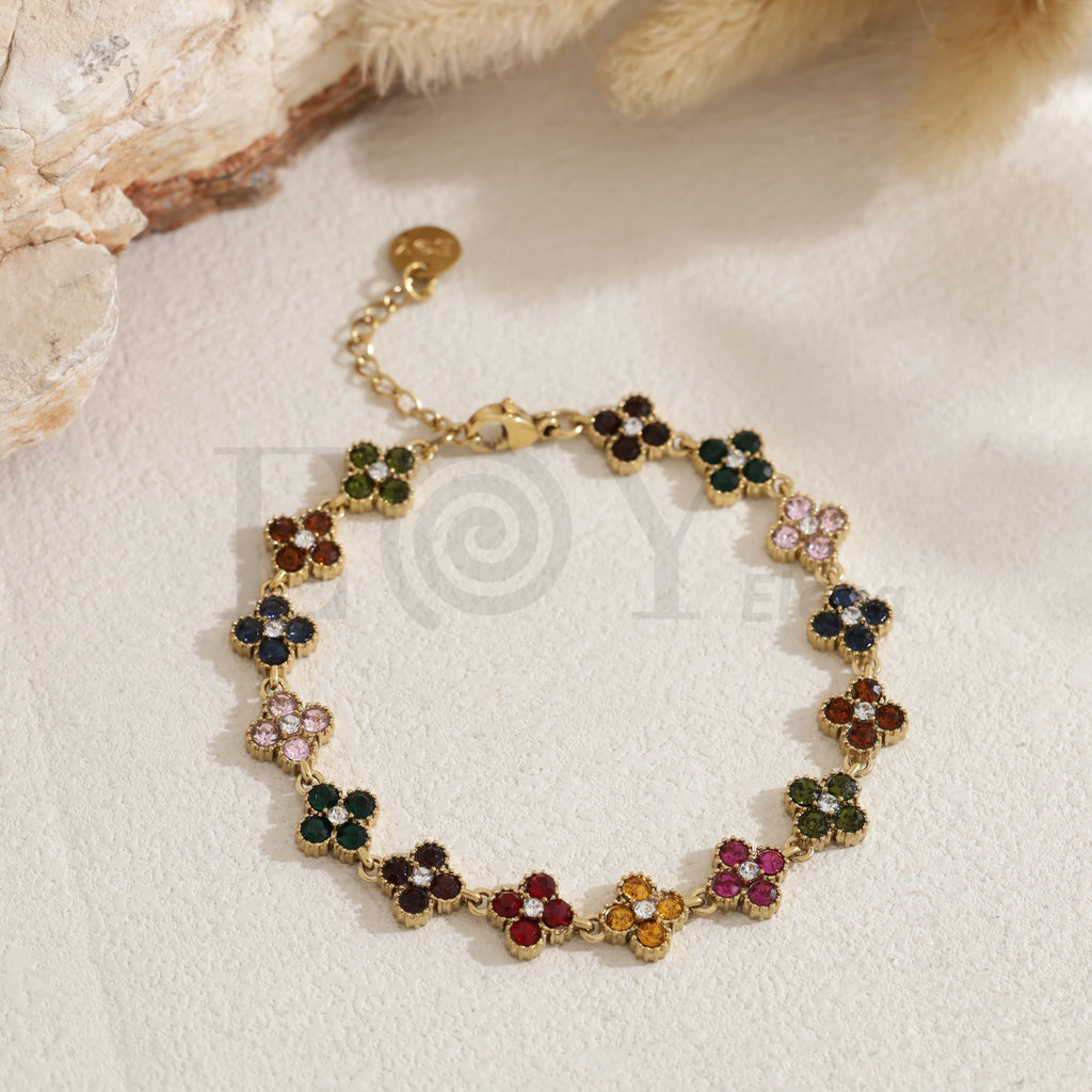 Pulsera trébol color acero