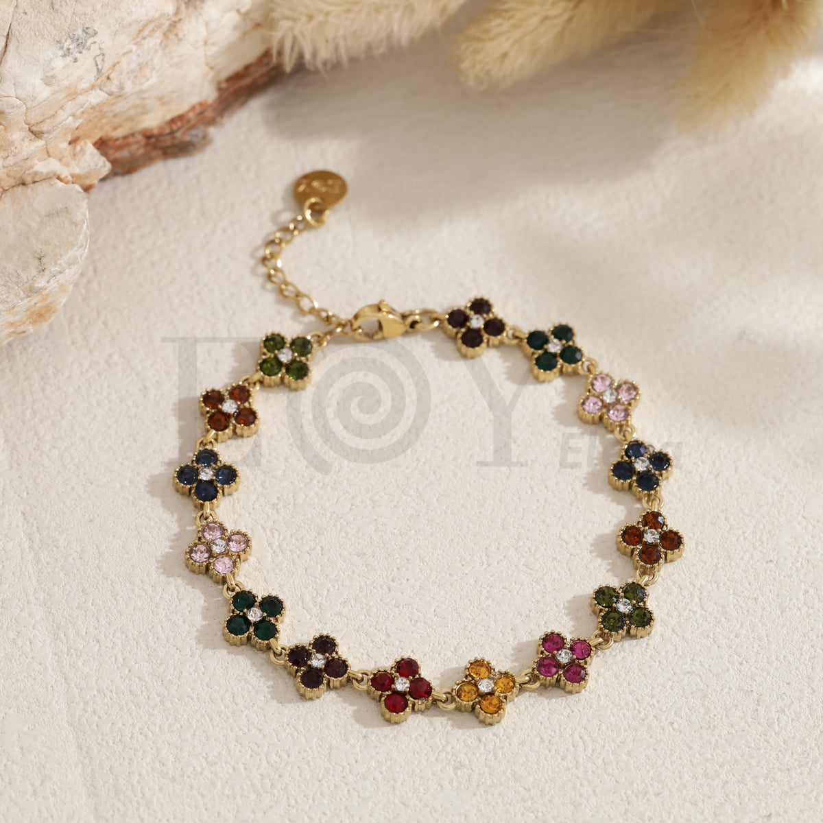 Pulsera trébol color acero