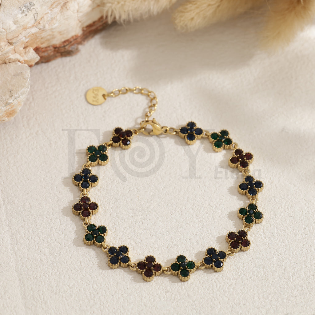 Pulsera trébol color acero
