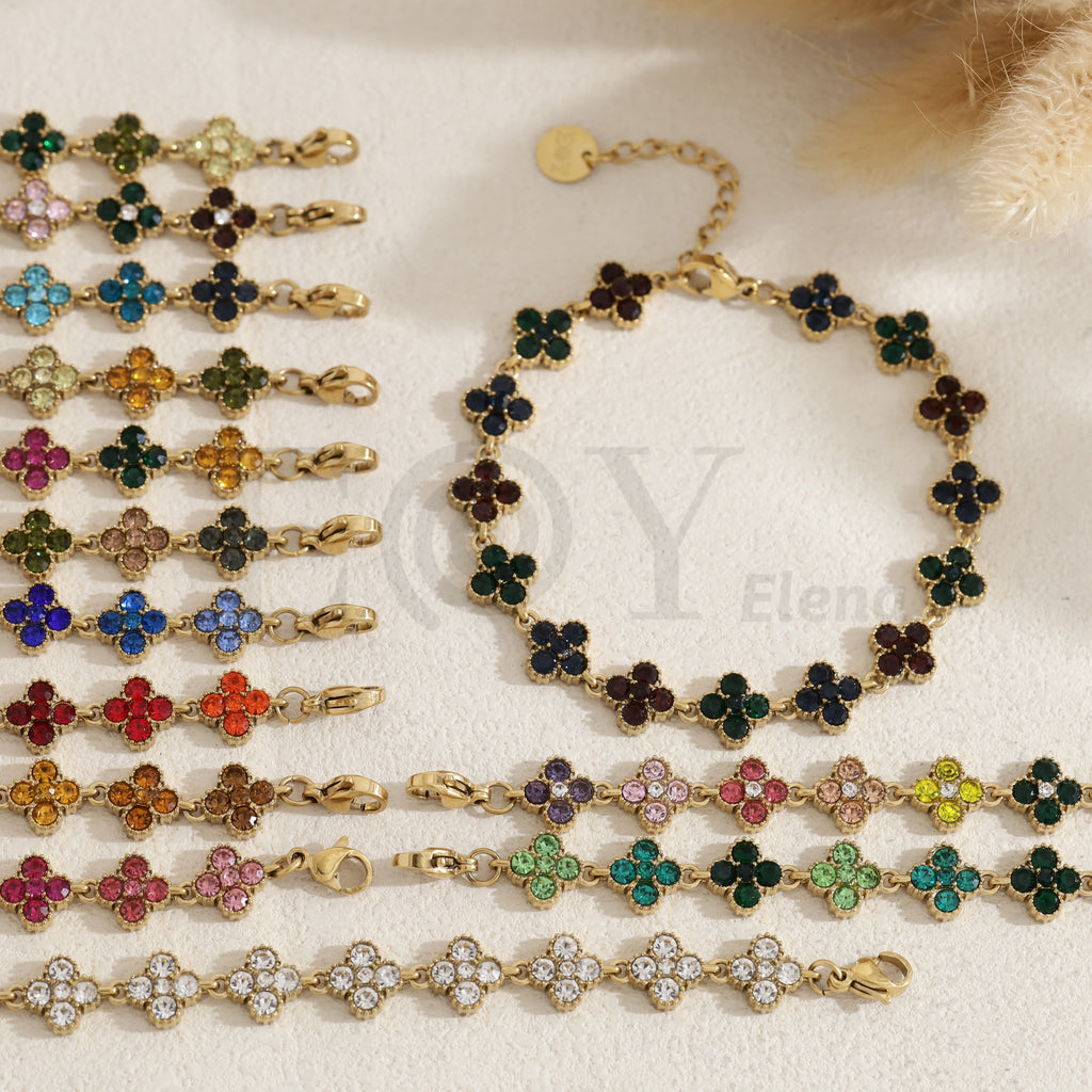 Pulsera trébol color acero