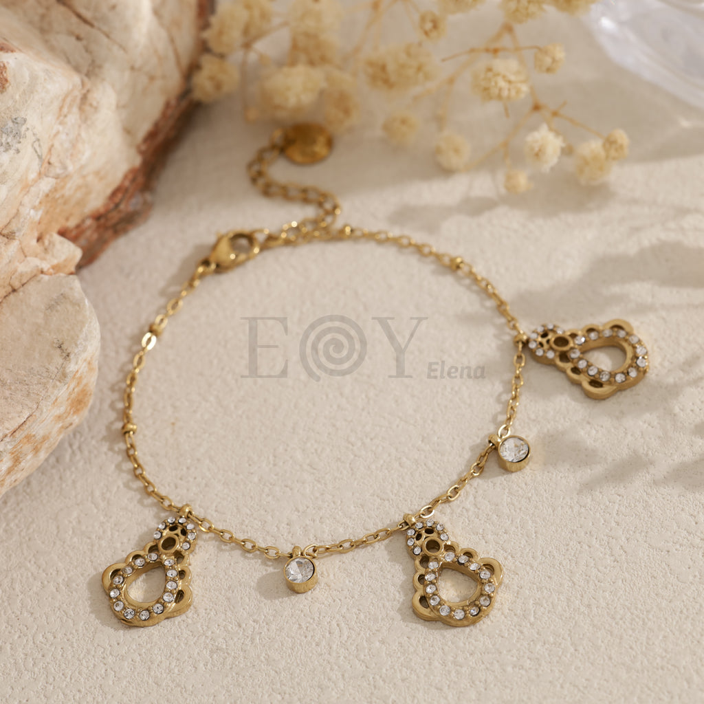 Pulsera cadena Vírgen del Rocío y circonitas